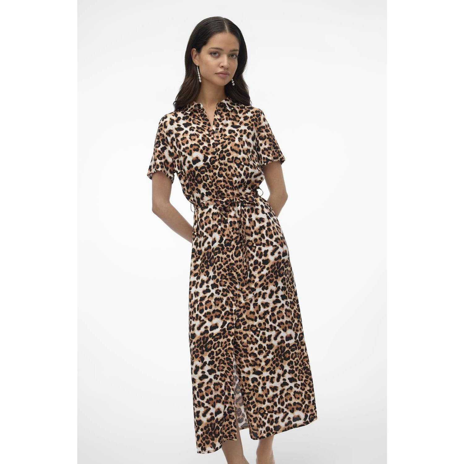 VERO MODA blousejurk VMEASY met panterprint en ceintuur