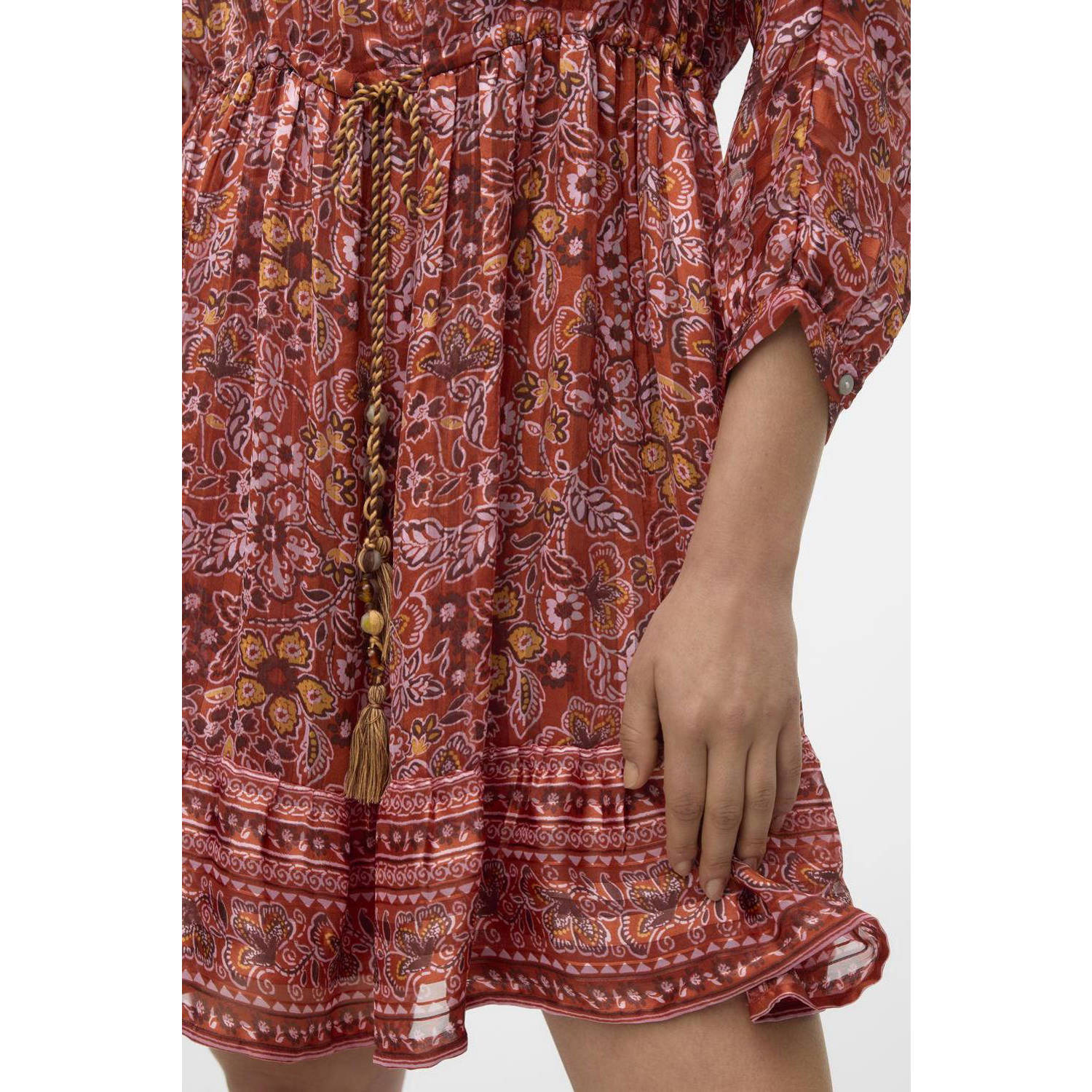 VERO MODA jurk VMHEDI met all over print donkerrood