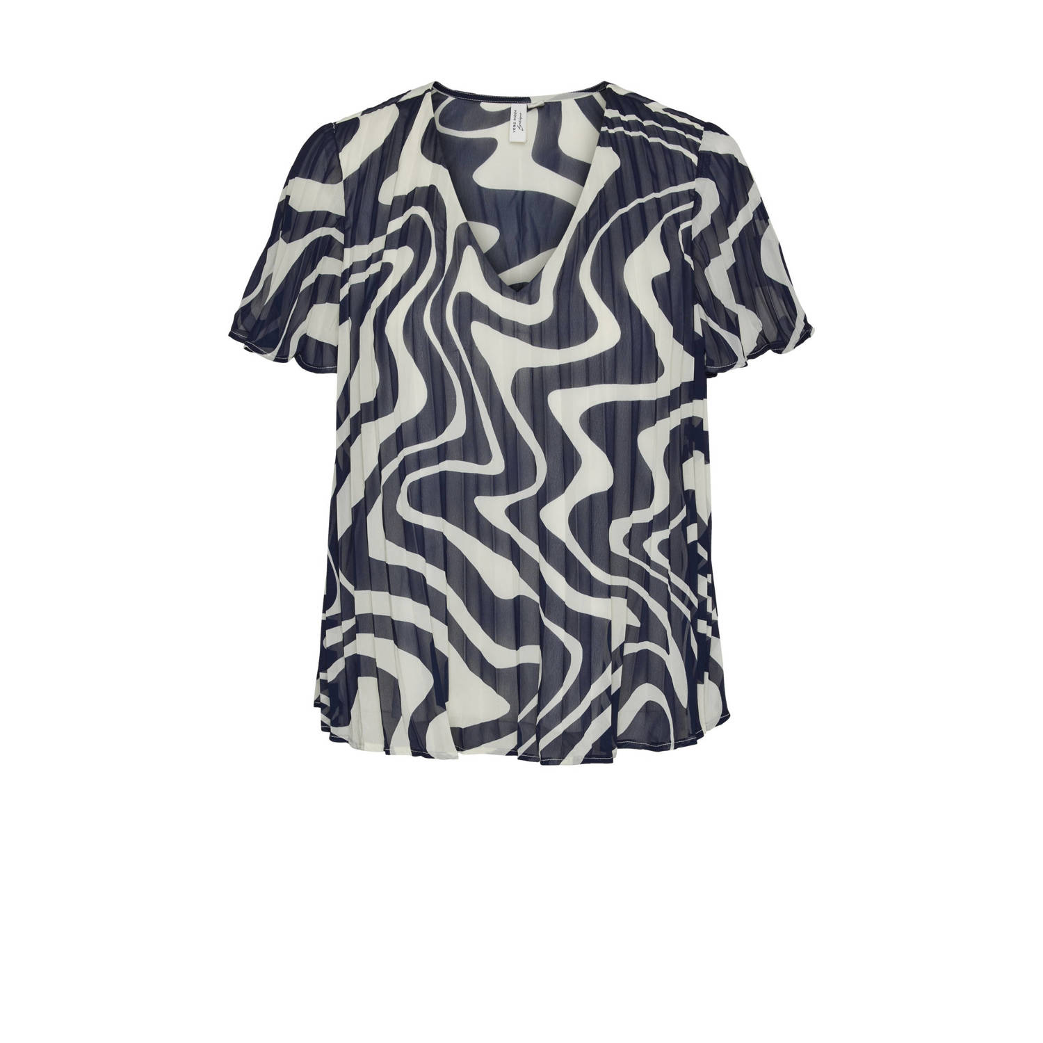 VERO MODA blousetop VMKATE met all over print donkerblauw ecru