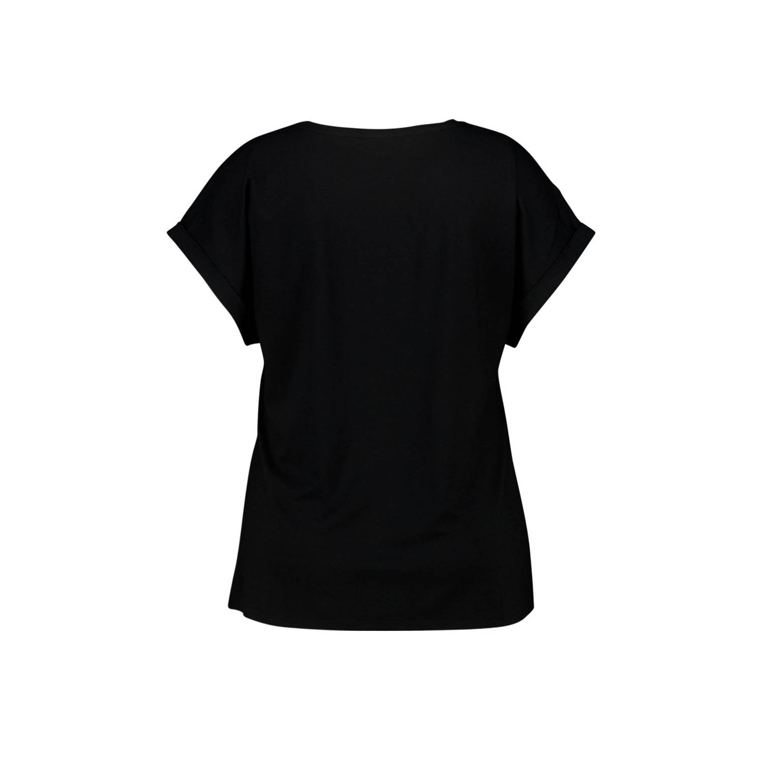 MS Mode T-shirt met tekst zwart