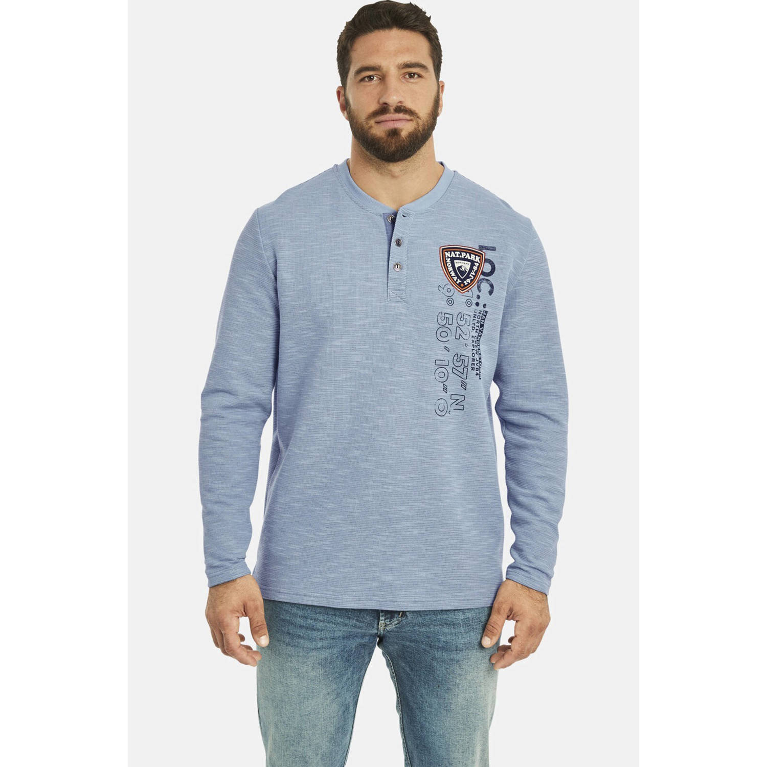 Jan Vanderstorm gemêleerde sweater REGINALD Plus Size blauw