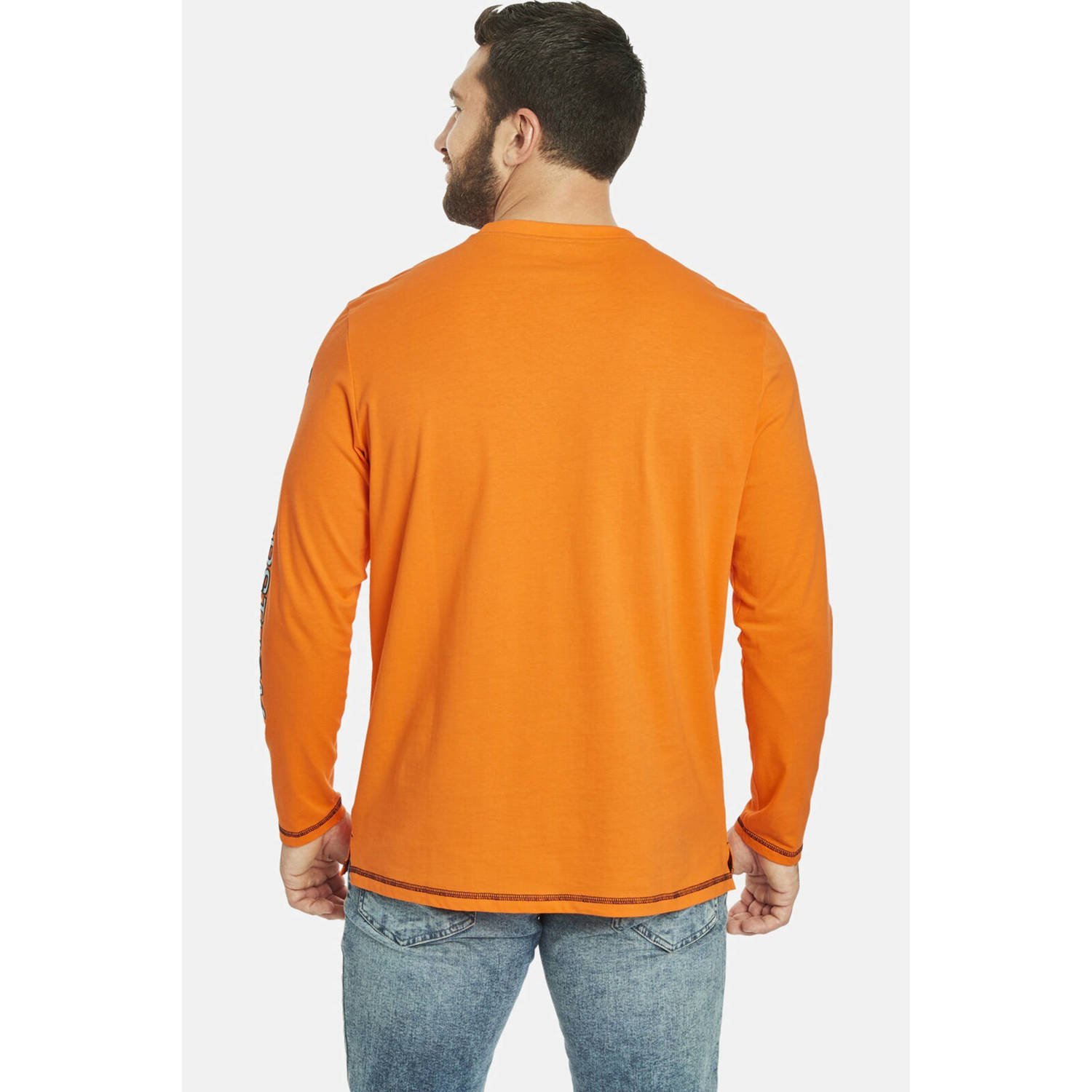 Jan Vanderstorm +FIT Collectie regular fit longsleeve BERTULI Plus Size met printopdruk oranje