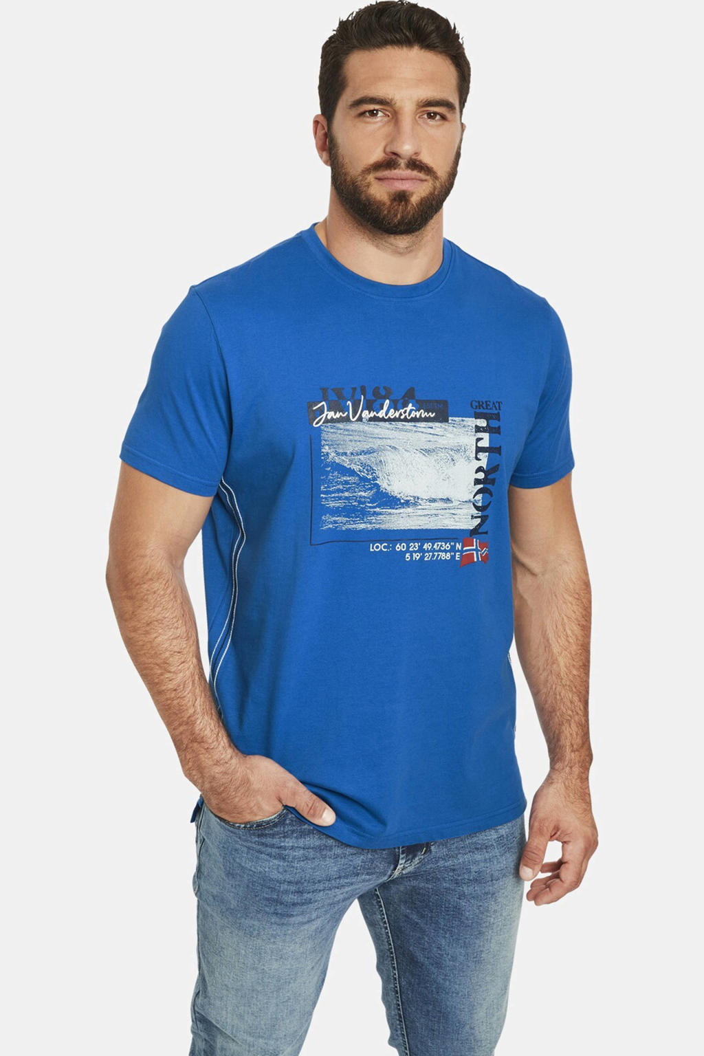 Jan Vanderstorm T-shirt Plus Size PITTER blauw