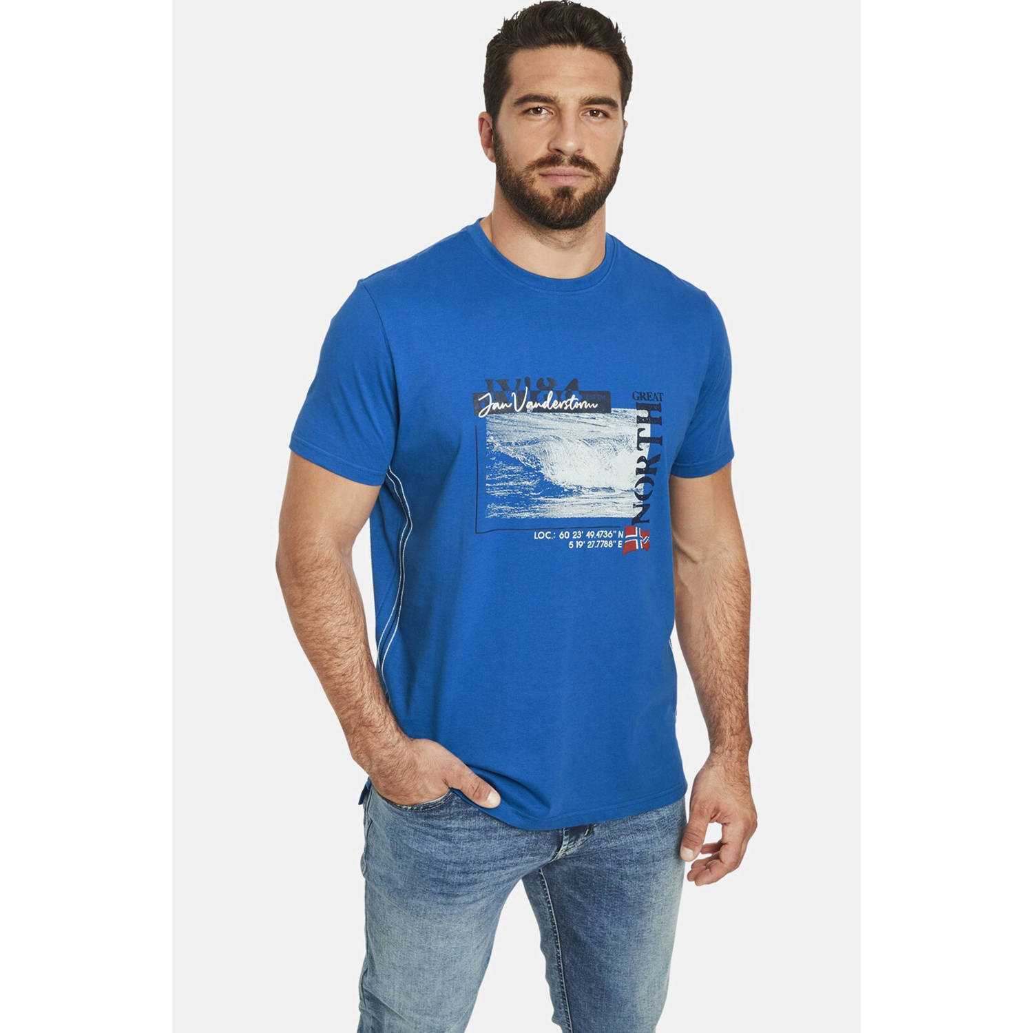 Jan Vanderstorm T-shirt Plus Size PITTER blauw