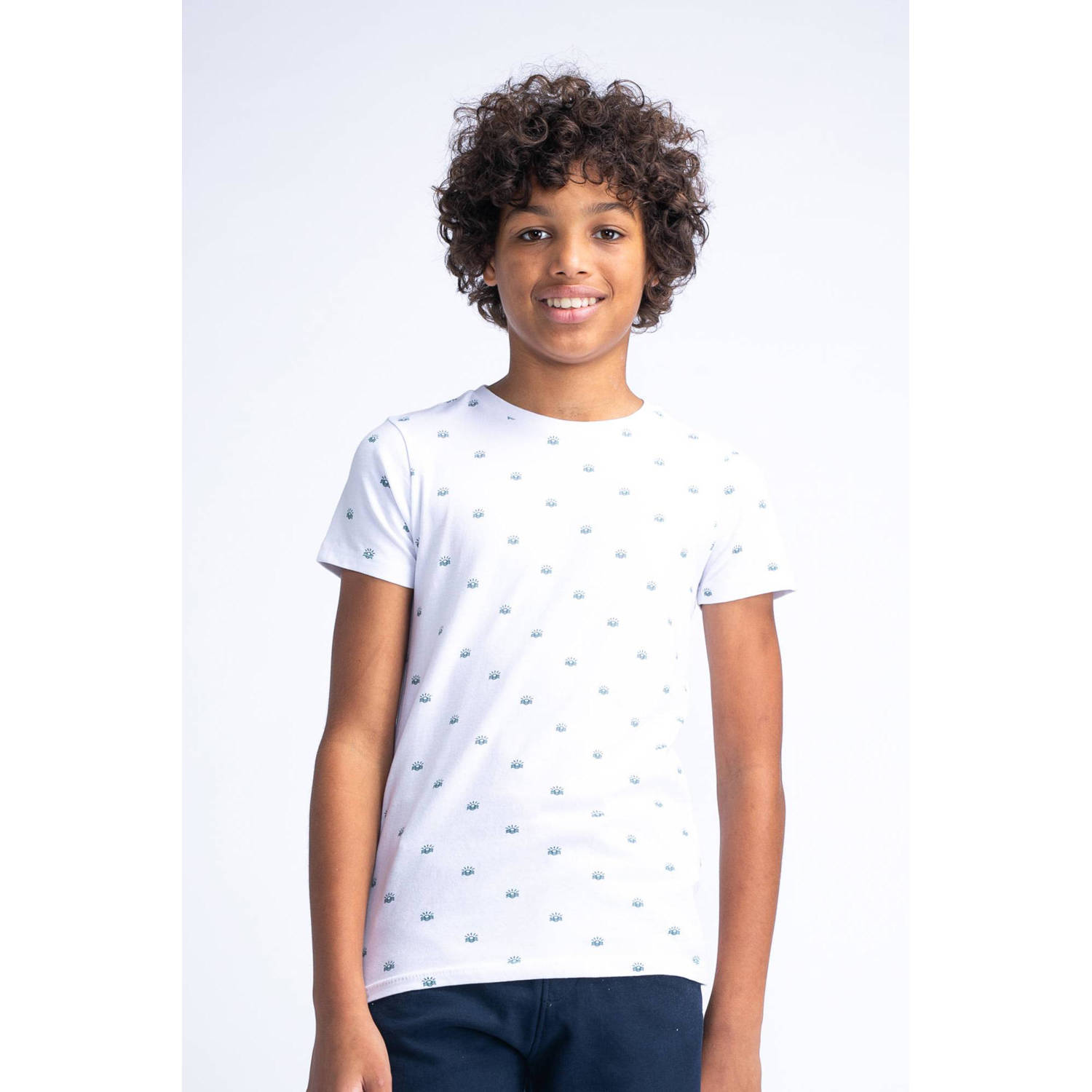 Petrol Industries T-shirt met all over print wit Jongens Stretchkatoen Ronde hals 116