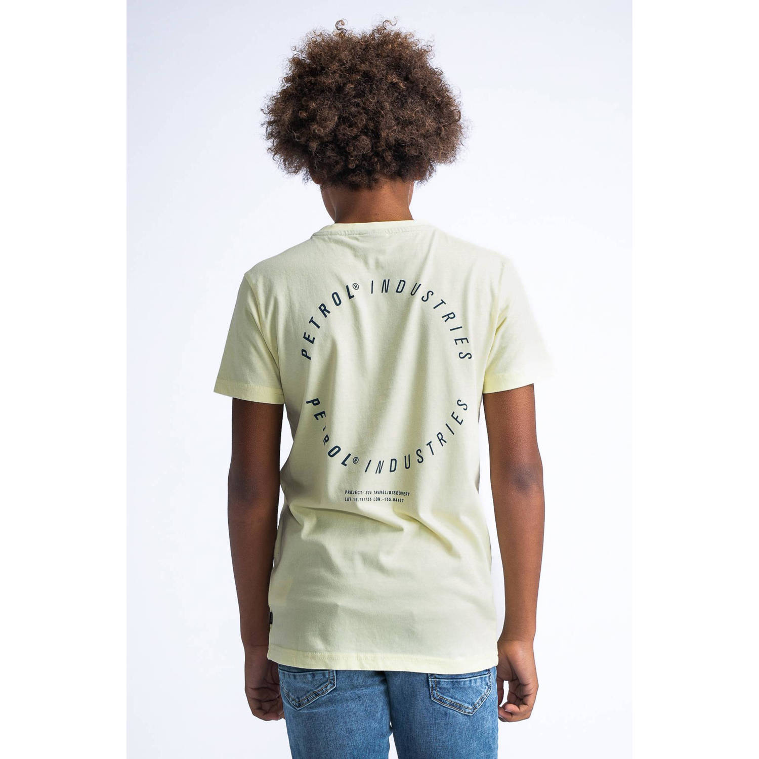 Petrol Industries T-shirt met backprint geel