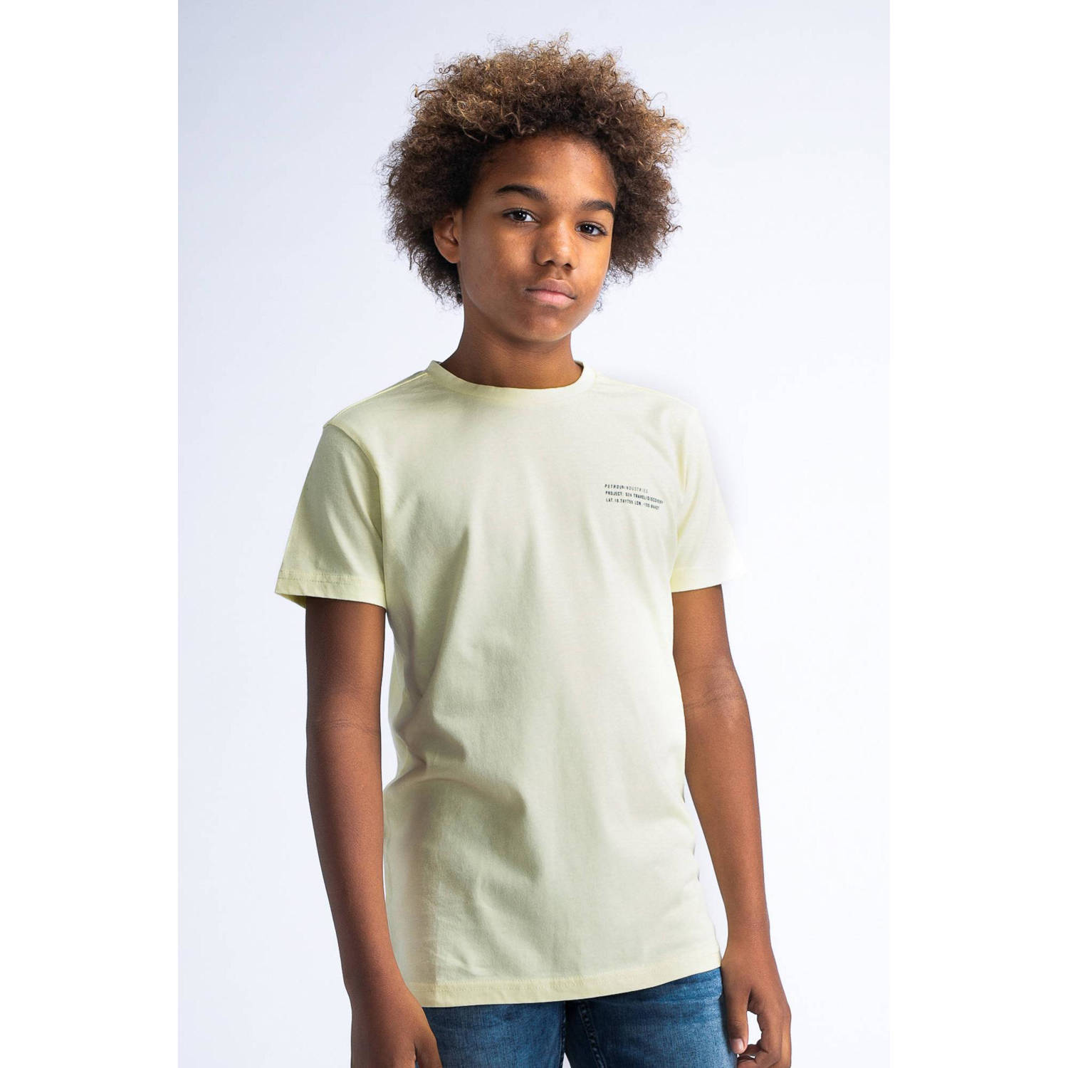 Petrol Industries T-shirt met backprint geel Jongens Katoen Ronde hals 176