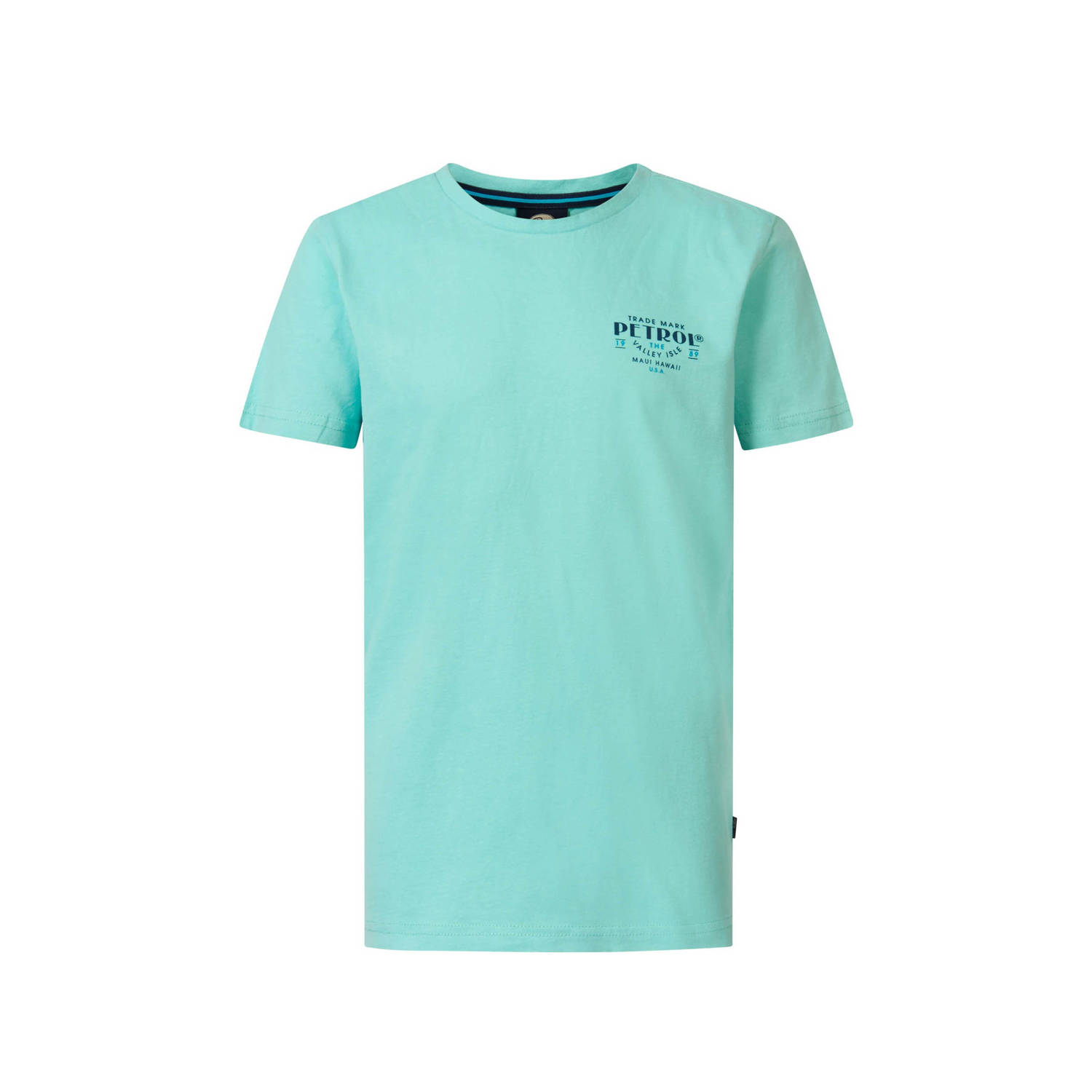 Petrol Industries T-shirt aqua blauw Jongens Katoen Ronde hals Effen 164