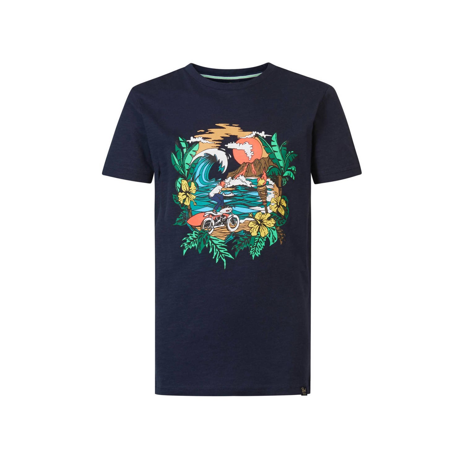 Petrol Industries T-shirt met printopdruk navy Blauw Jongens Katoen Ronde hals 128