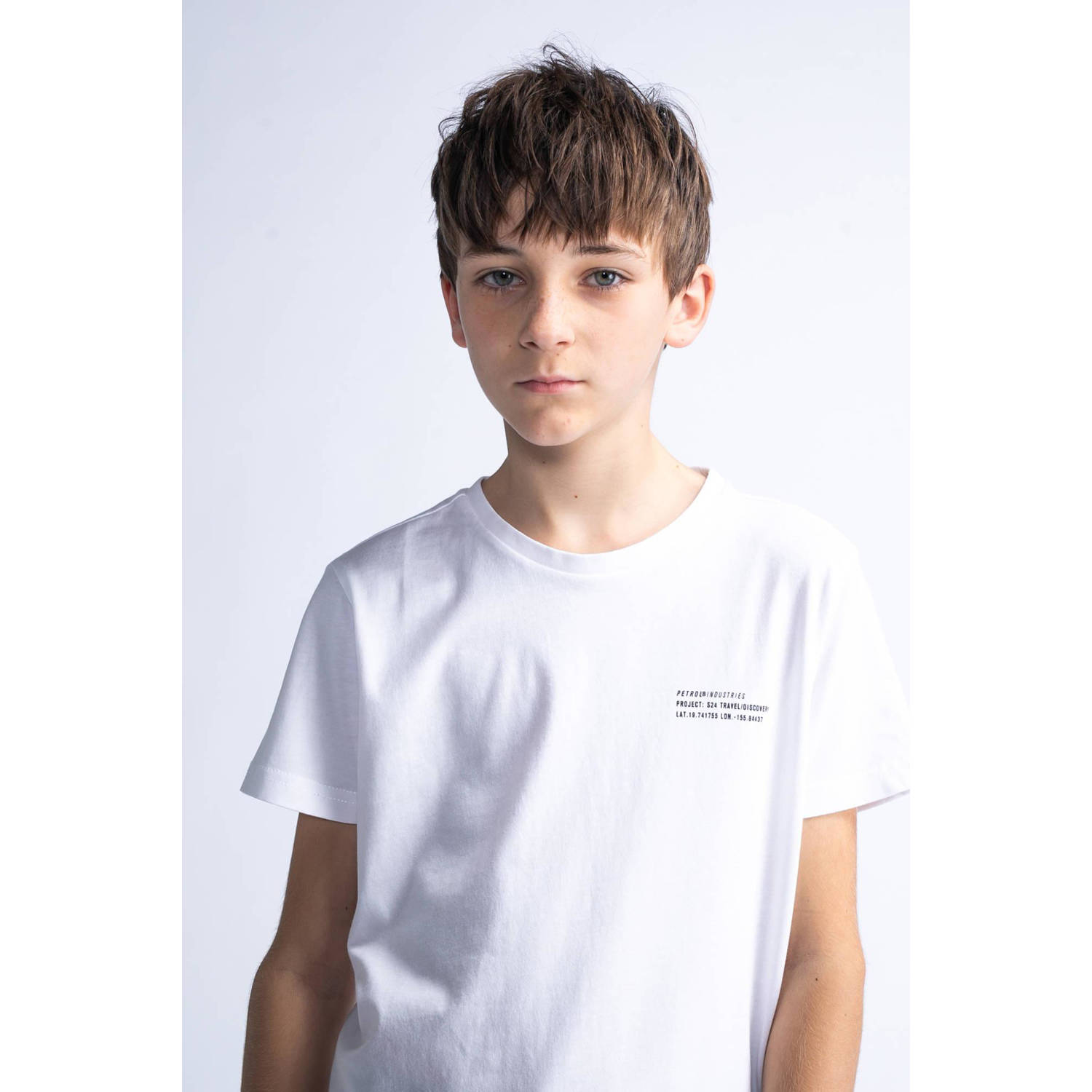 Petrol Industries T-shirt wit Jongens Katoen Ronde hals Effen 116