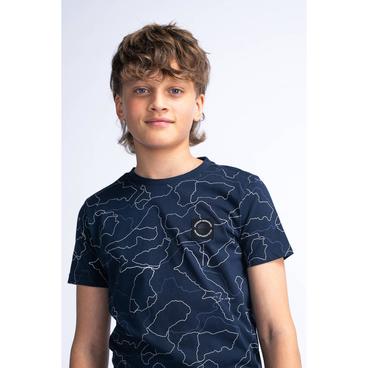 Petrol Industries T-shirt met all over print blauw