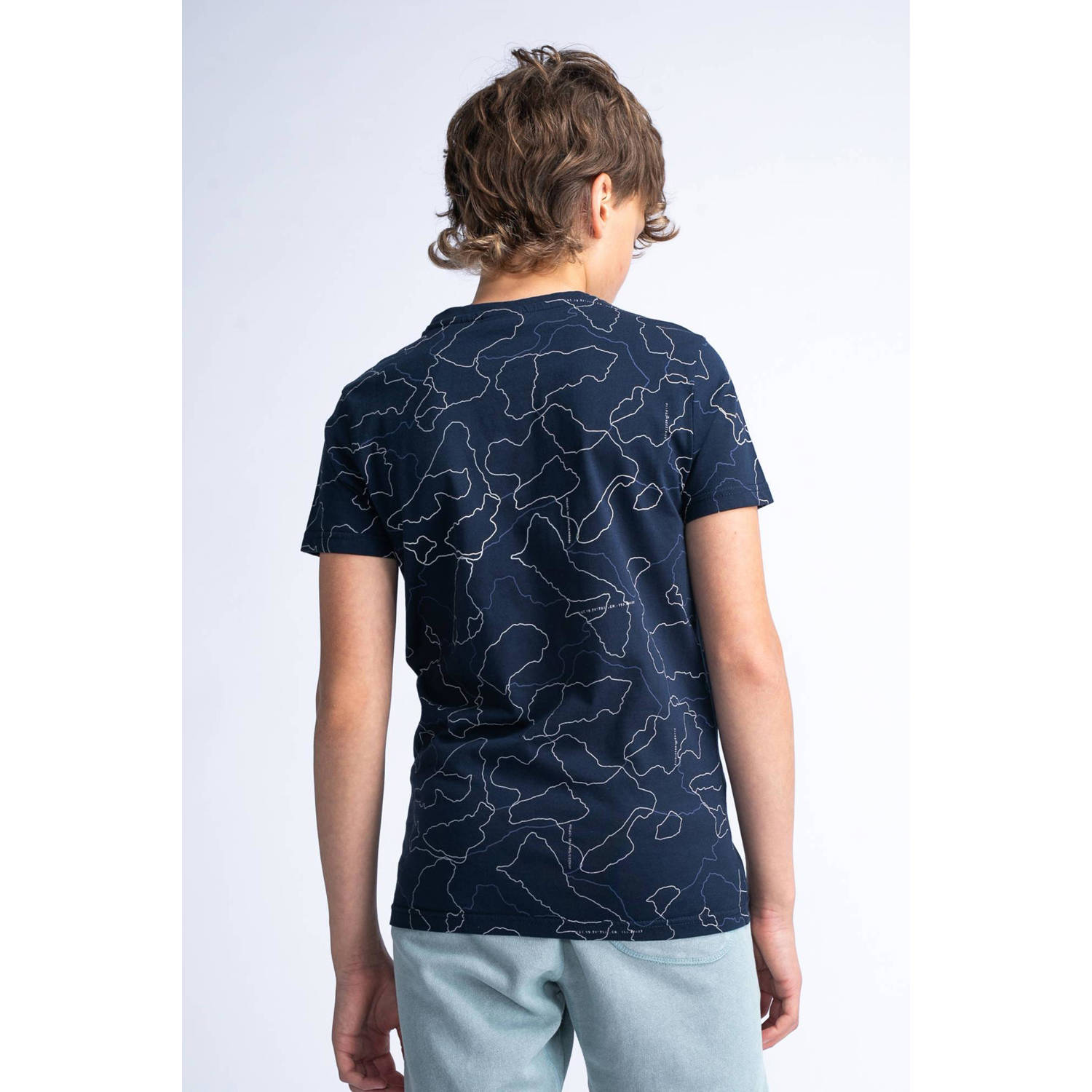 Petrol Industries T-shirt met all over print blauw