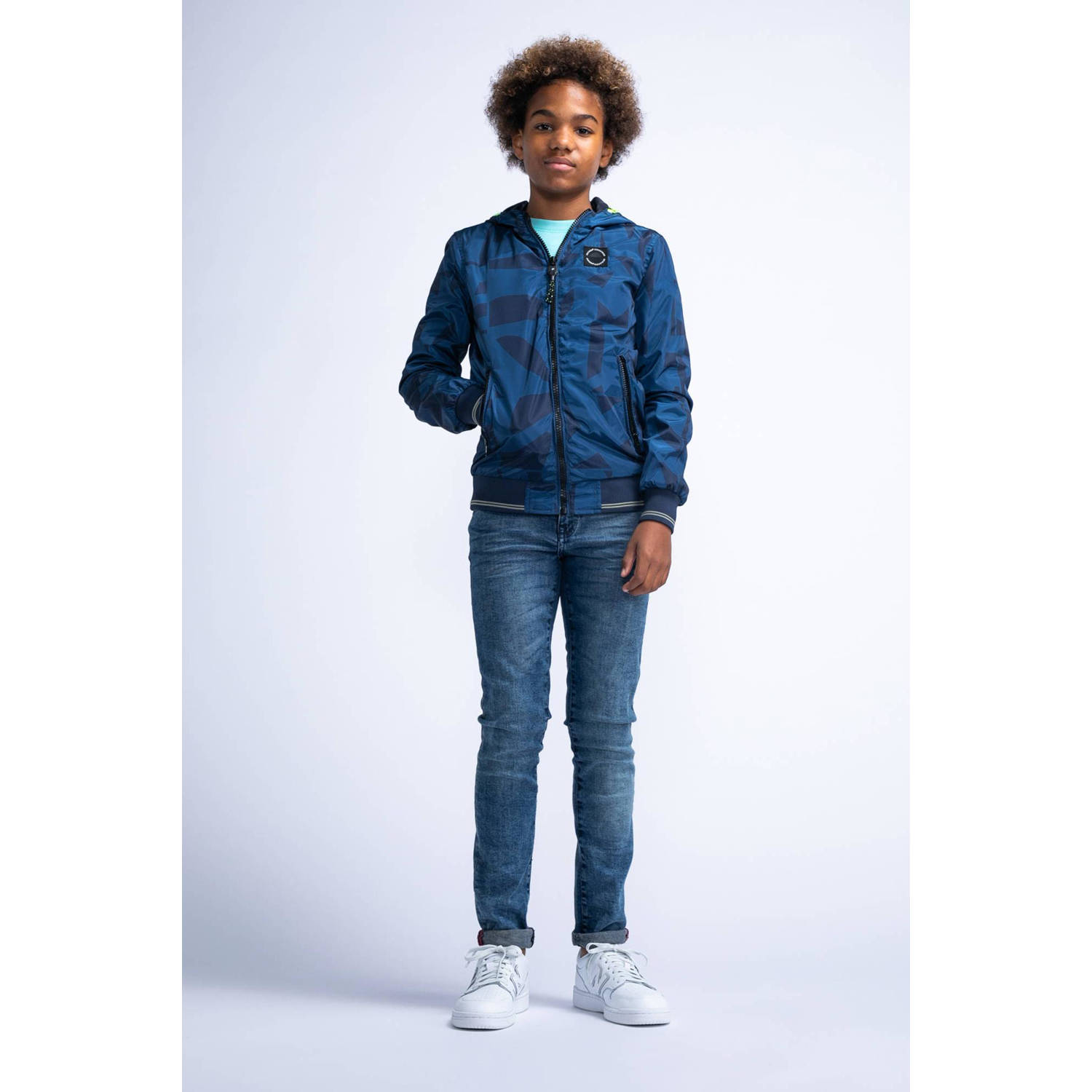 Petrol Industries zomerjas met camouflageprint blauw