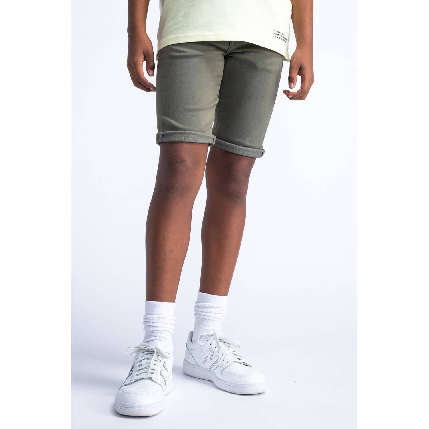Petrol Industries denim short legergroen Korte broek Jongens Katoen Effen 152
