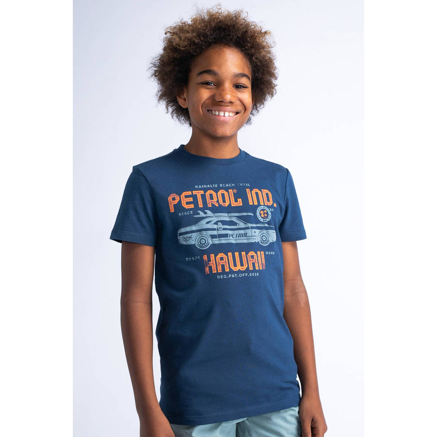 Petrol Industries T-shirt met logo blauw Jongens Katoen Ronde hals Logo 176