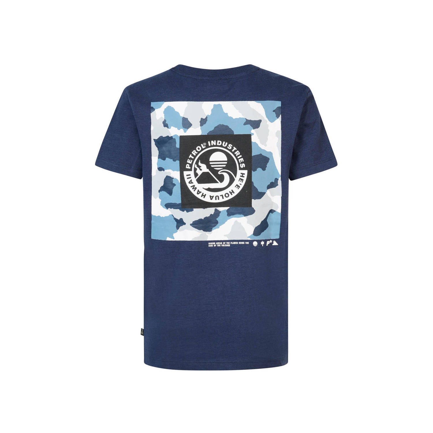 Petrol Industries T-shirt met backprint middenblauw