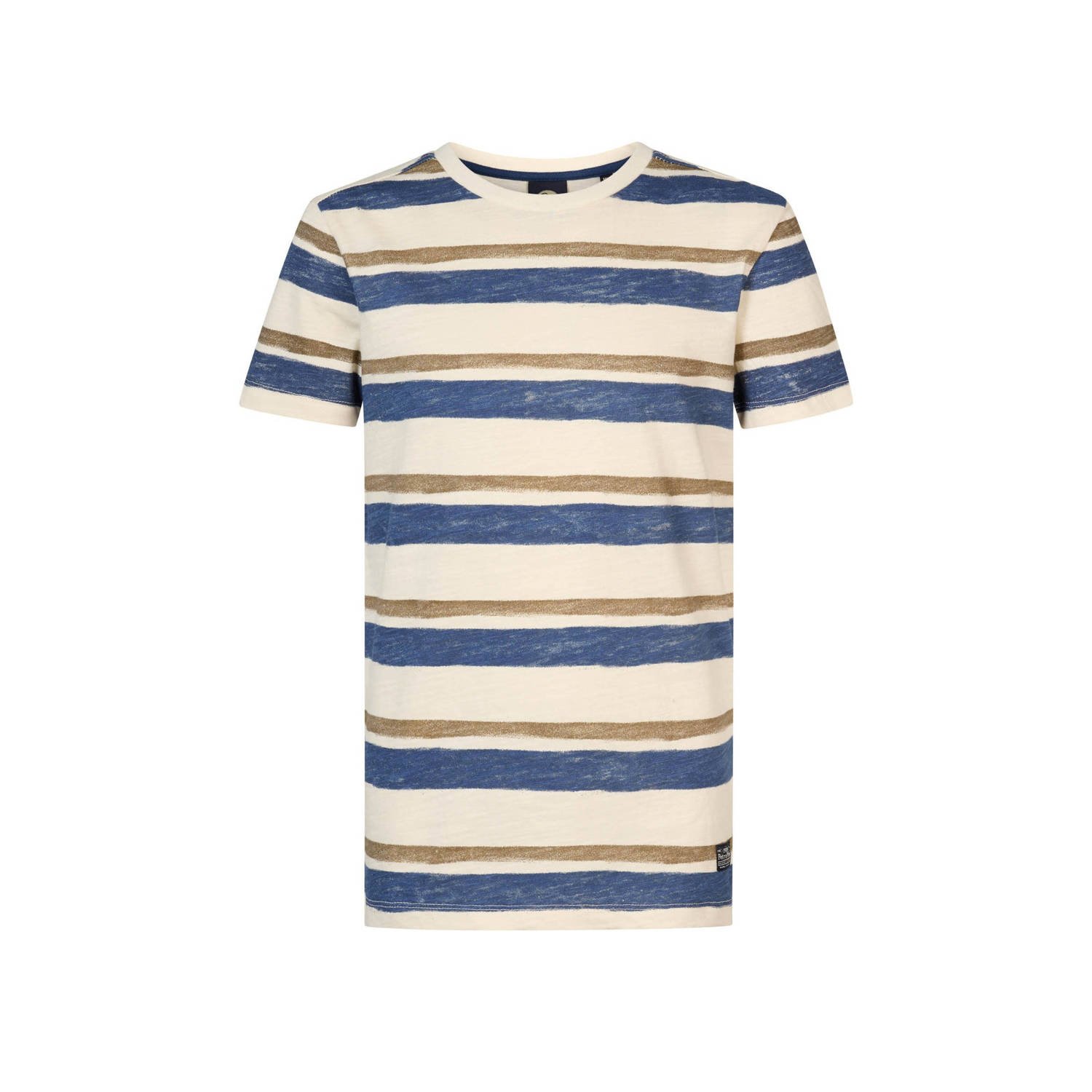 Petrol Industries gestreept T-shirt ecru blauw bruin