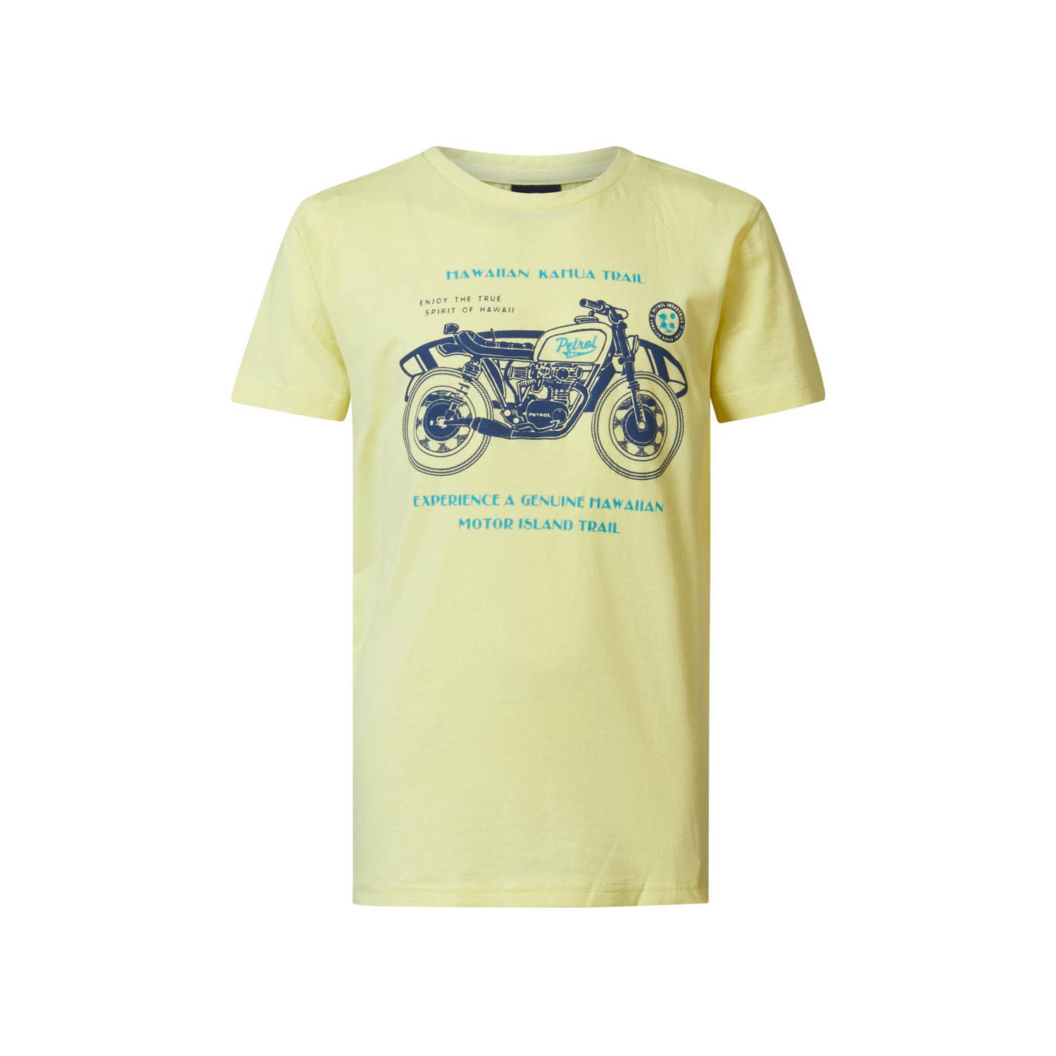 Petrol Industries T-shirt met printopdruk geel Jongens Katoen Ronde hals 116