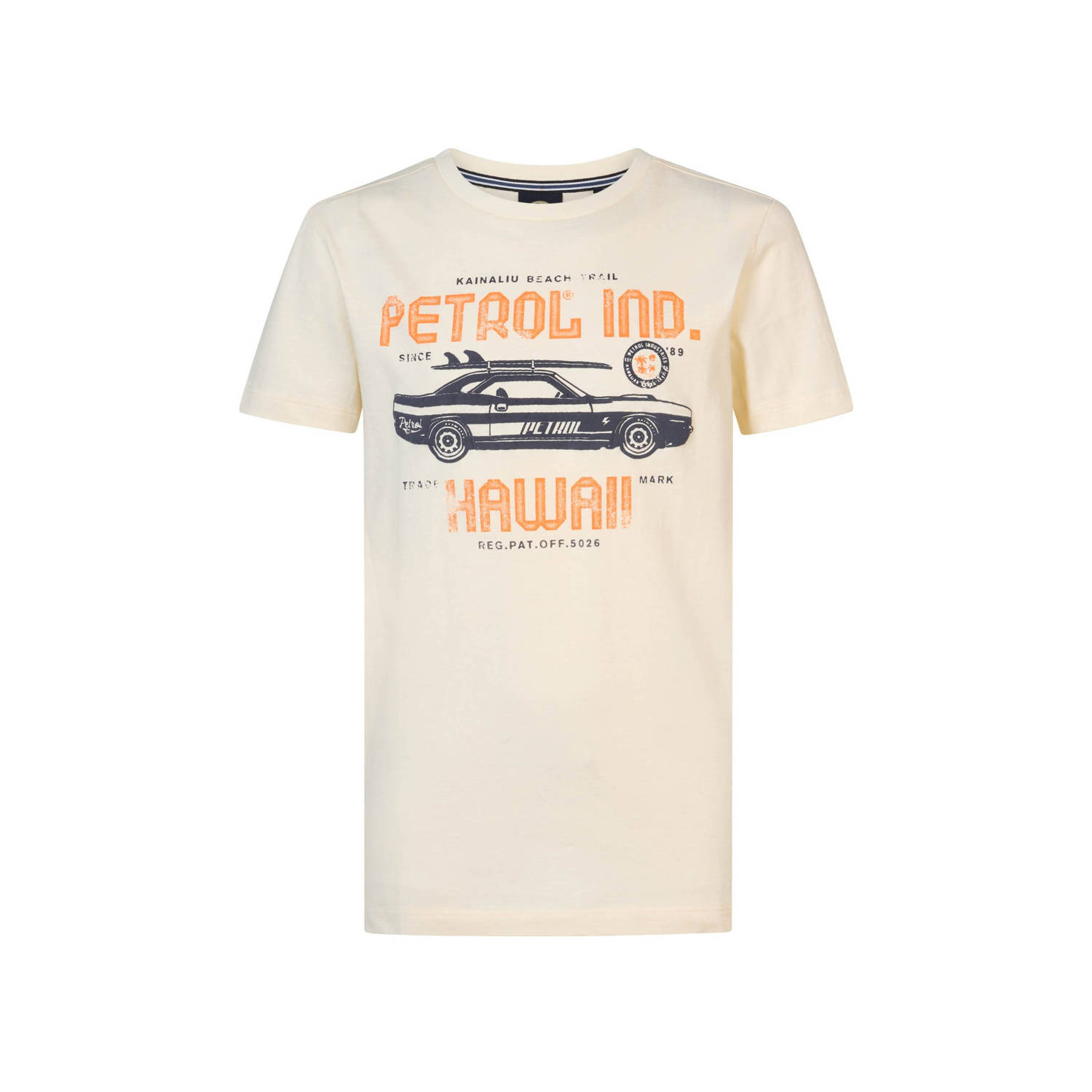 Petrol Industries T-shirt met logo offwhite Wit Jongens Katoen Ronde hals 116