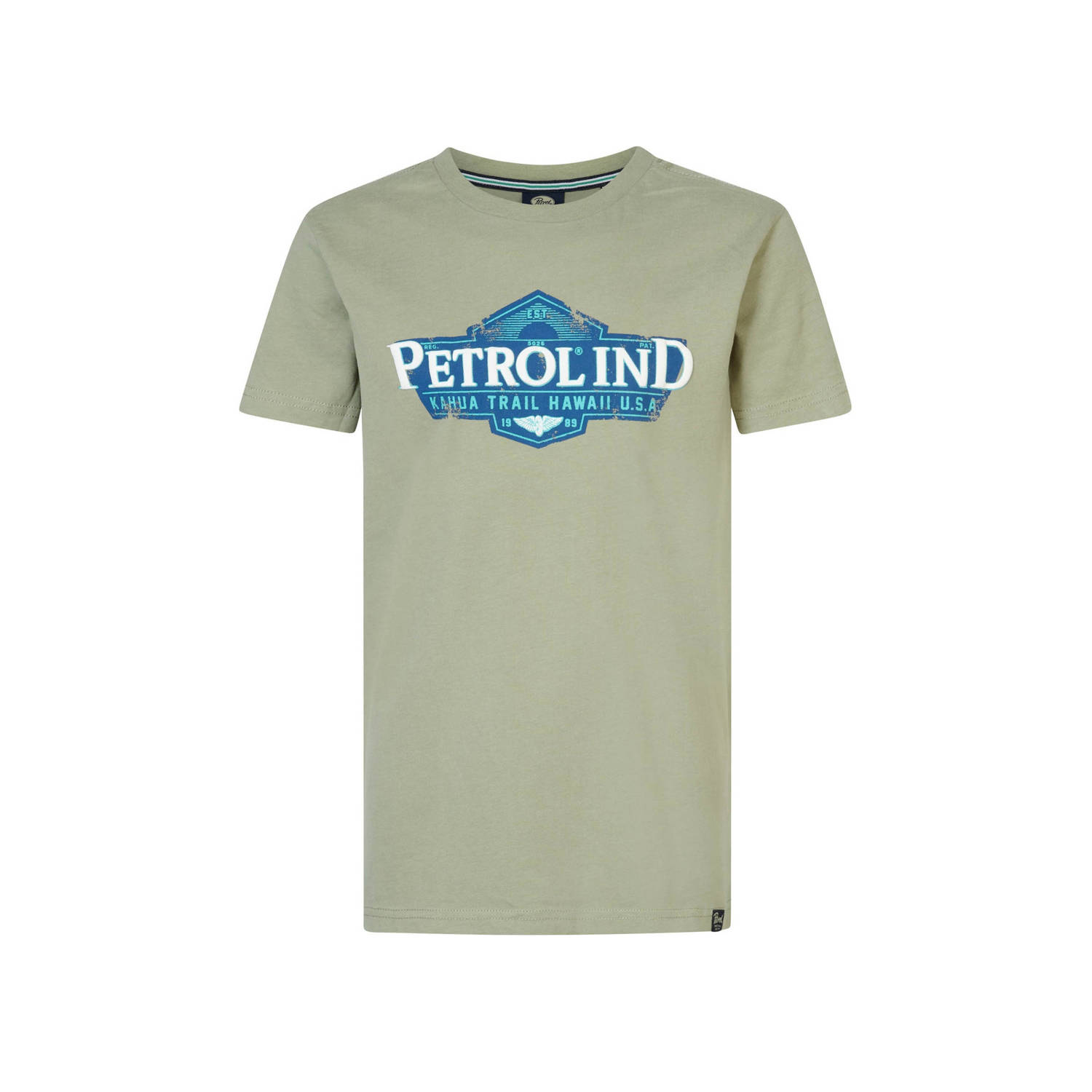 Petrol Industries T-shirt met logo lichtgroen Jongens Katoen Ronde hals 116