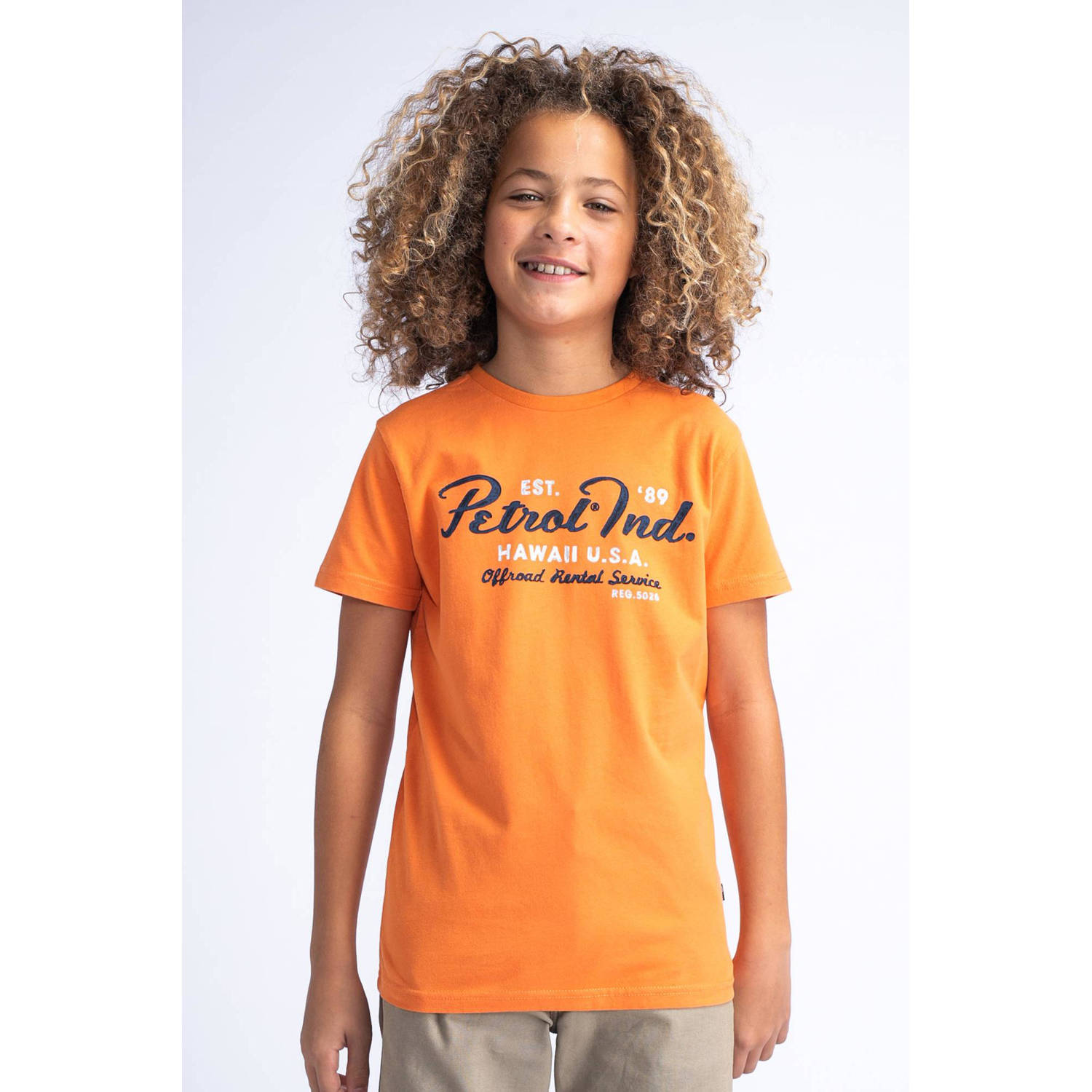Petrol Industries T-shirt met logo oranje Jongens Katoen Ronde hals Logo 176