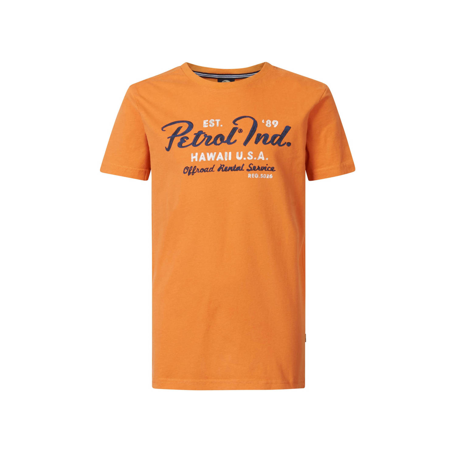 Petrol Industries T-shirt met logo oranje Jongens Katoen Ronde hals Logo 128