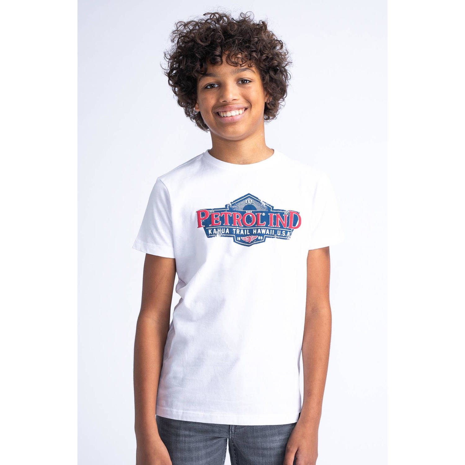 Petrol Industries T-shirt met logo wit Jongens Katoen Ronde hals Logo 116