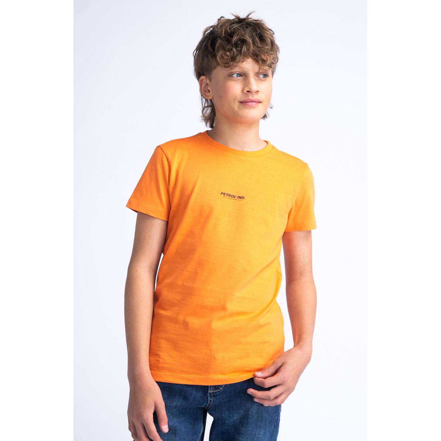Petrol Industries T-shirt met logo feloranje Jongens Katoen Ronde hals 128