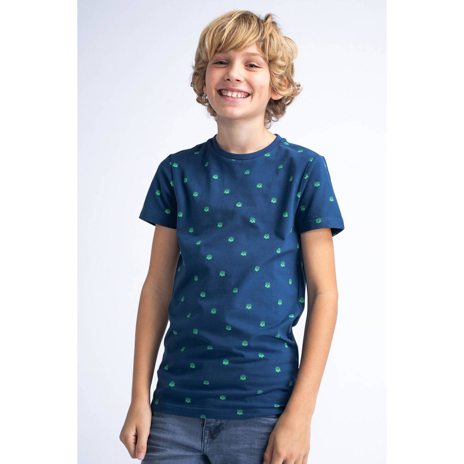 Petrol Industries T-shirt met all over print blauw