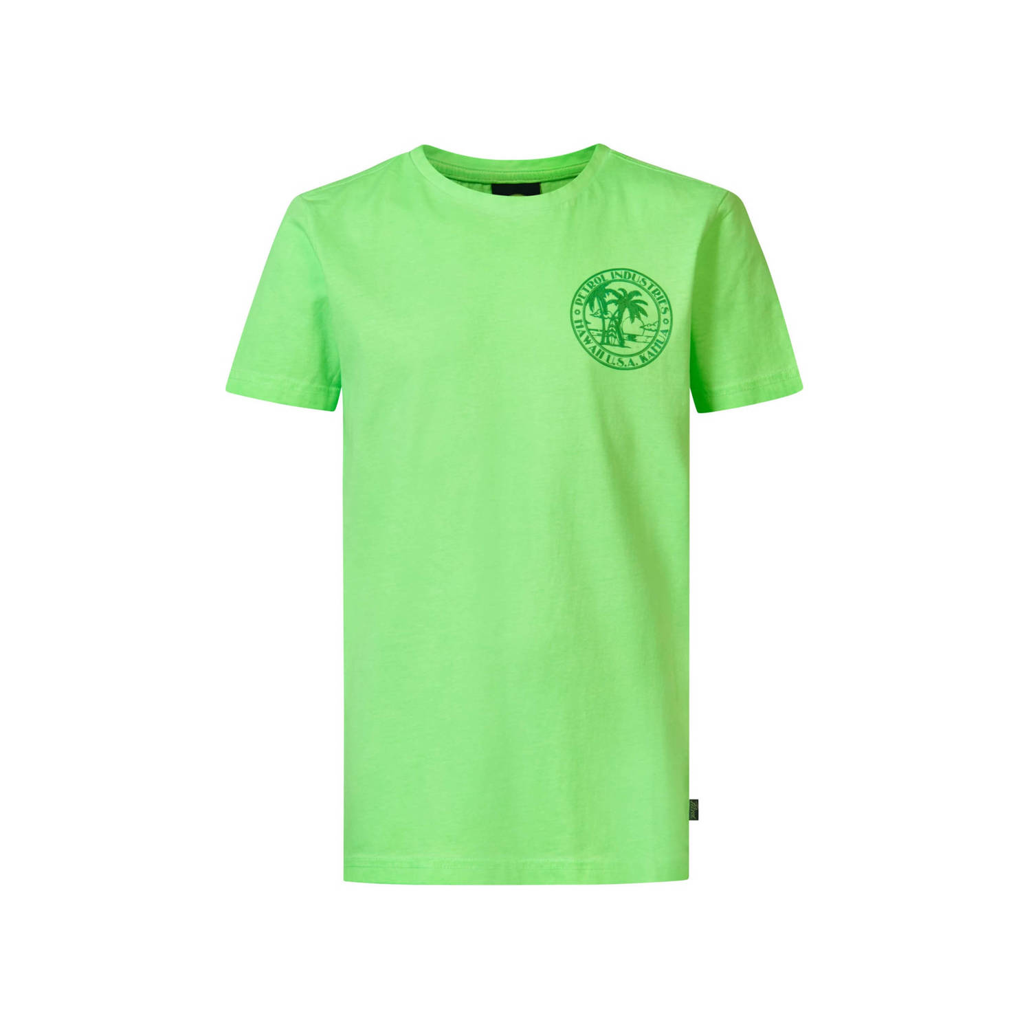 Petrol Industries T-shirt fel groen Jongens Katoen Ronde hals Effen 116