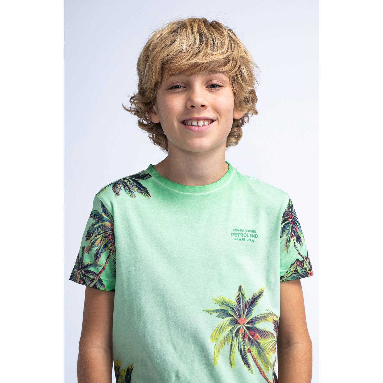 Petrol Industries T-shirt met all over print multicolor Jongens Katoen Ronde hals 116