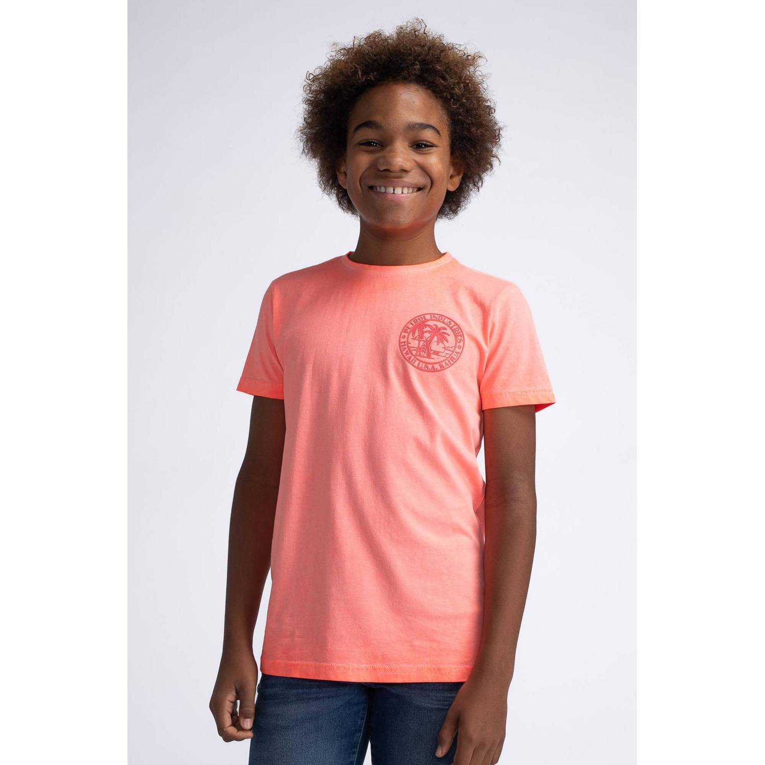 Petrol Industries T-shirt koraal Oranje Jongens Katoen Ronde hals Effen 176