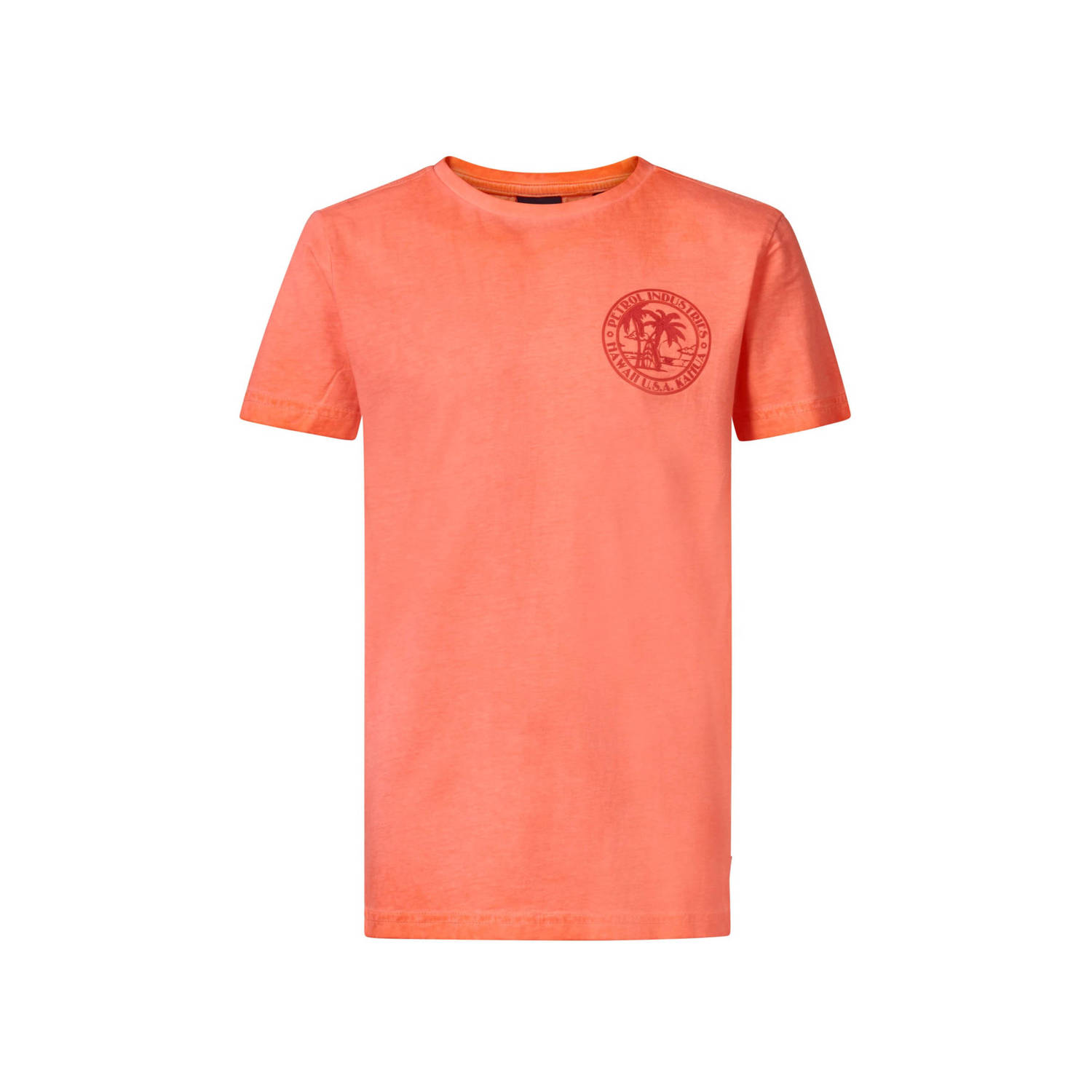 Petrol Industries T-shirt koraal Oranje Jongens Katoen Ronde hals Effen 128