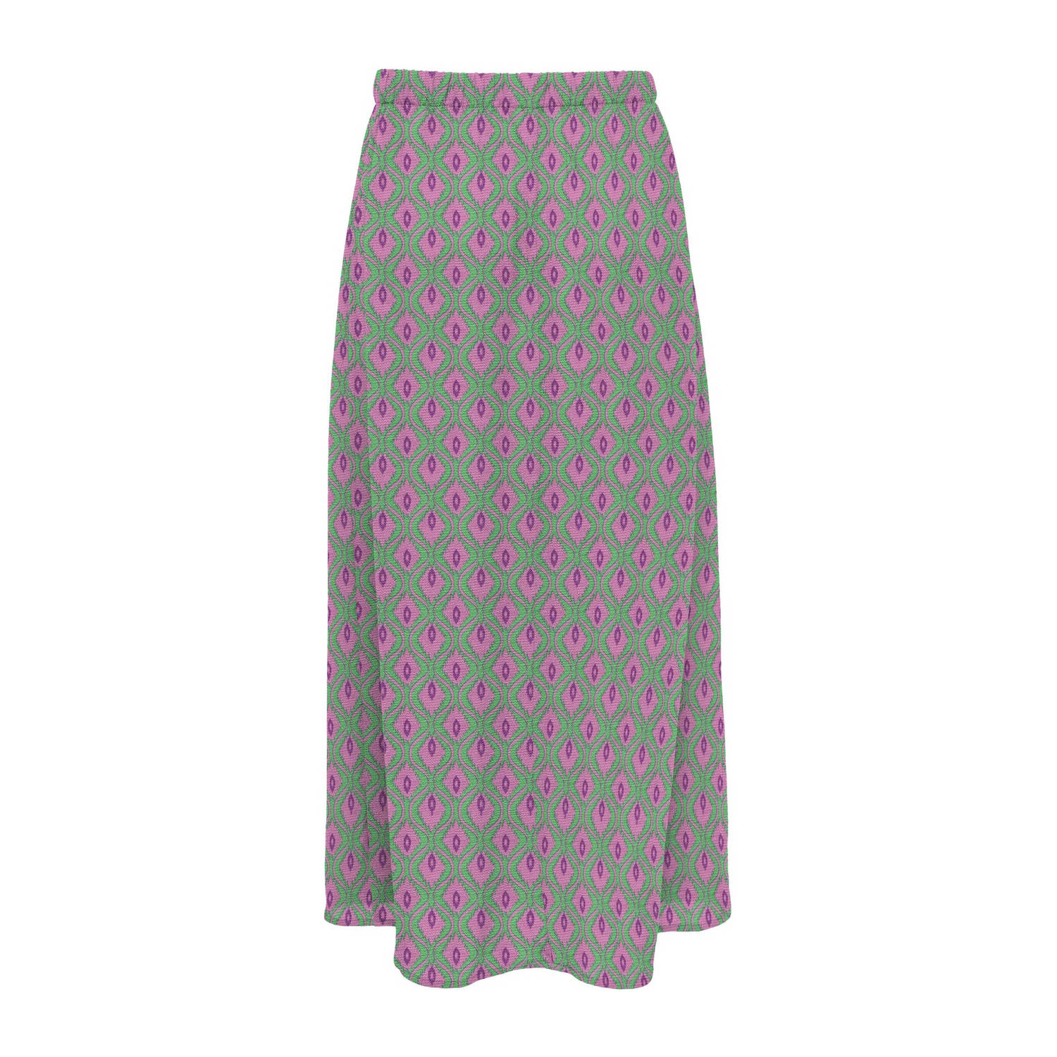 ONLY midi rok ONLNOVA met all over print groen roze