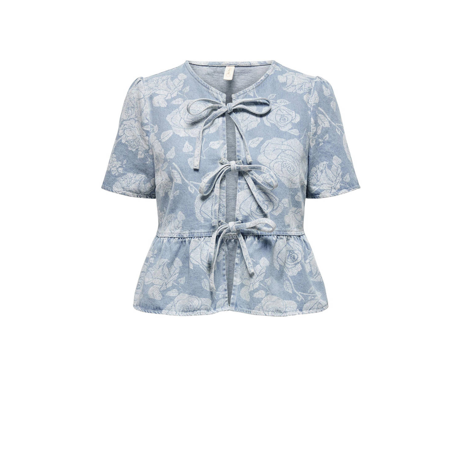 ONLY top ONLZINDY met all over print lichtblauw