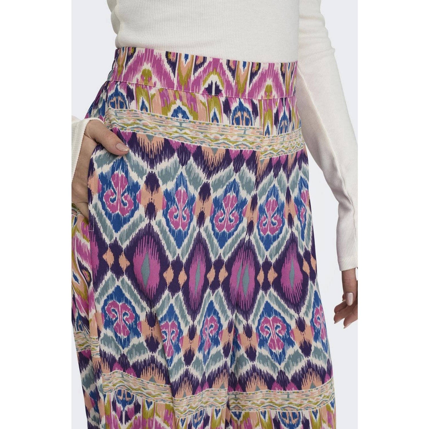 ONLY high waist loose fit broek ONLALMA met bladprint multi