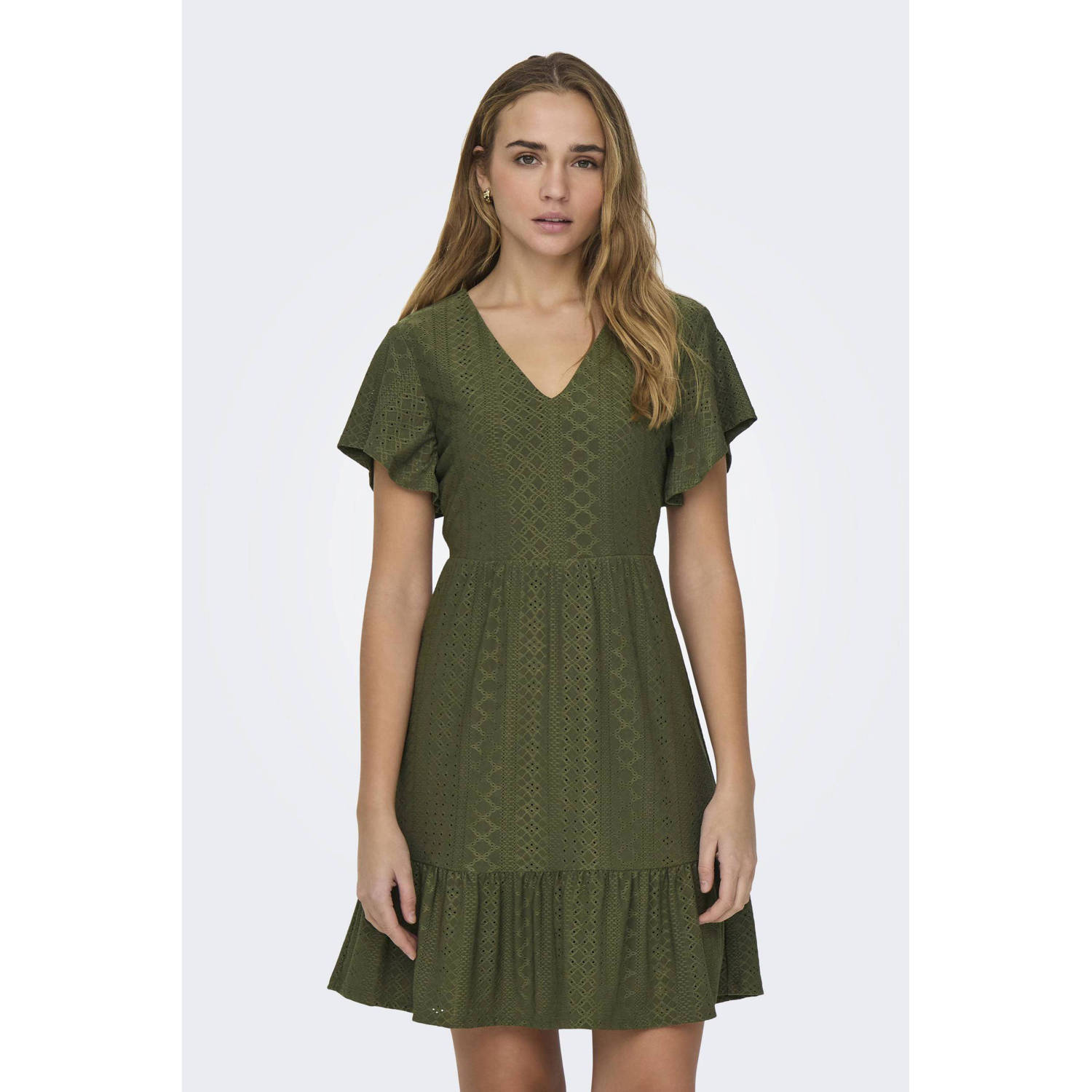 Only Jerseyjurk ONLSANDRA S S V-NECK DRESS JRS