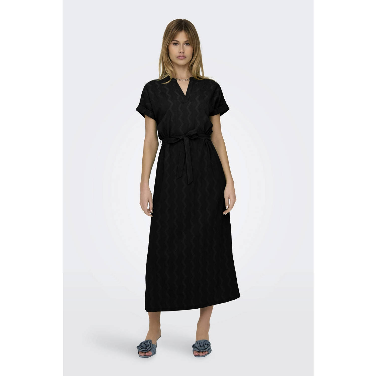 Only Zwarte V-Hals Jurk Black Dames