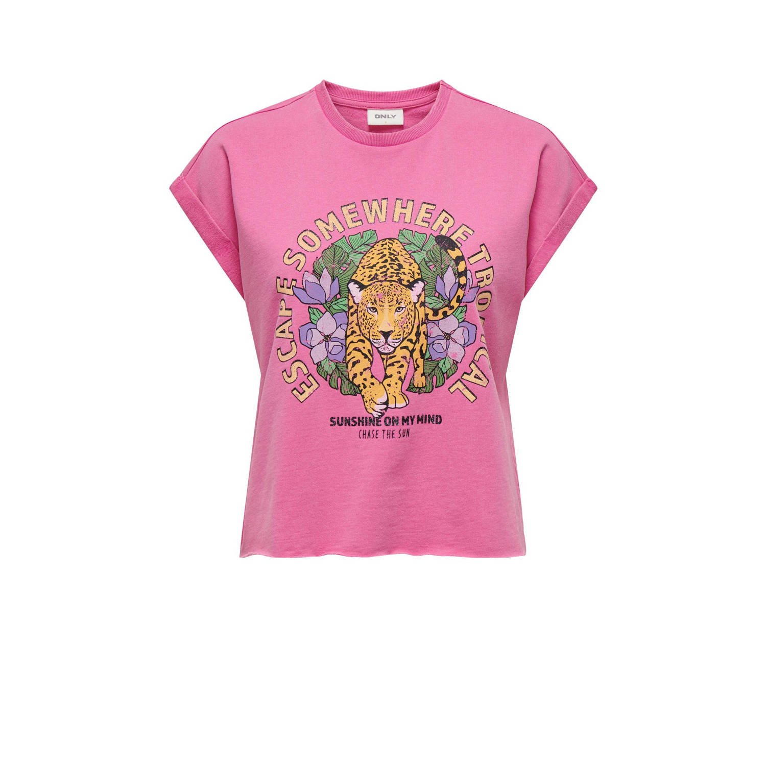 ONLY T-shirt ONLLUCINDA met printopdruk roze