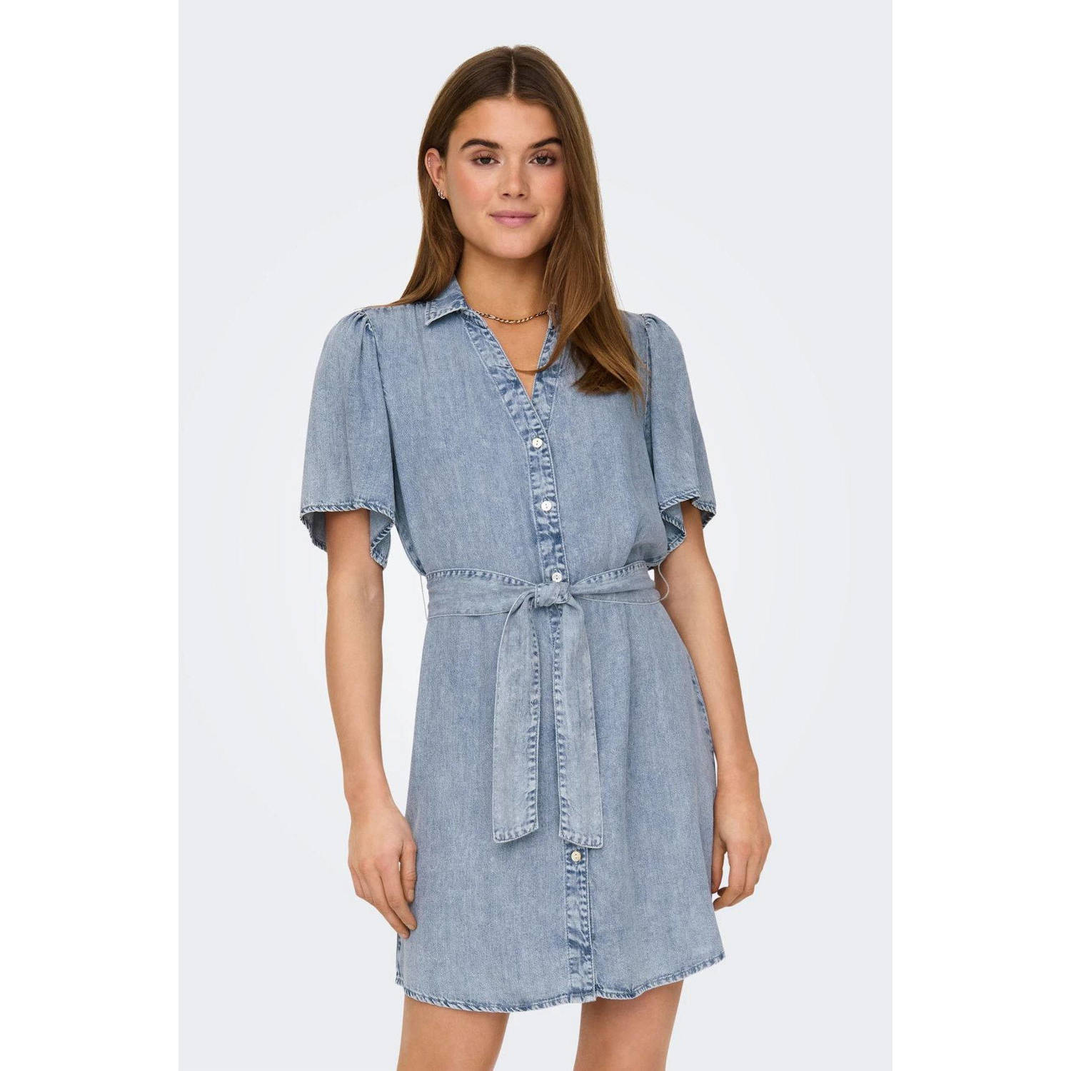 ONLY spijker blousejurk light blue denim