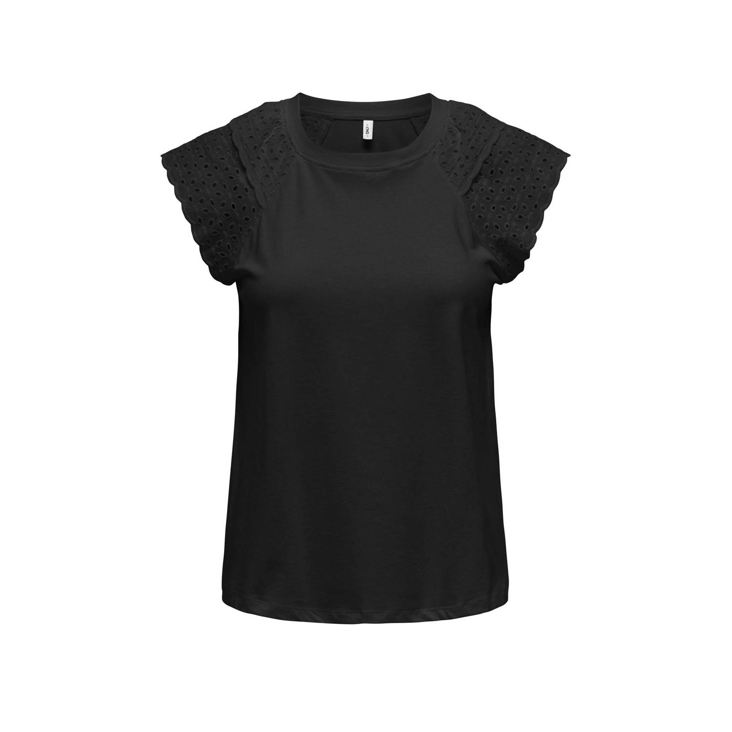 Only Zwarte kanten T-shirt Black Dames