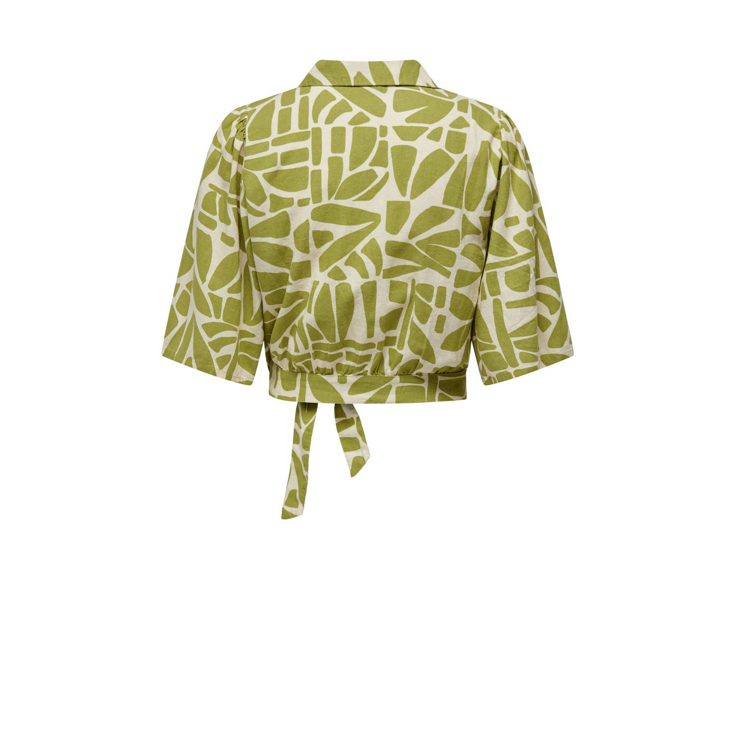 ONLY crop top ONLDAHLIA met all over print limegroen crème