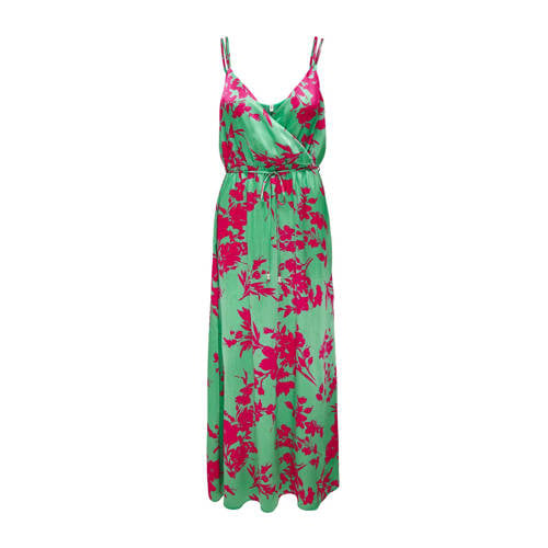 ONLY maxi jurk met all over print en ceintuur groen/roze