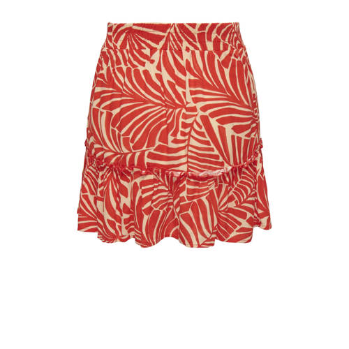 ONLY rok met all over print rood/ oranje