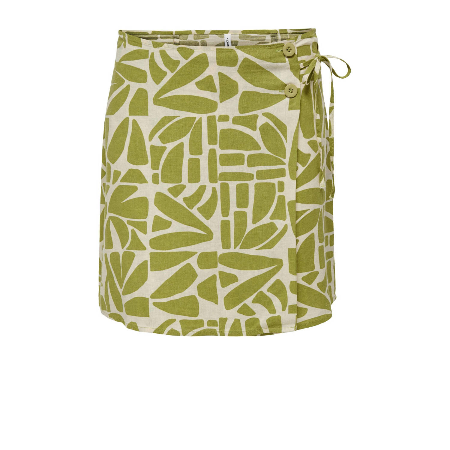 ONLY skort ONLDAHLIA met linnen en all over print limegroen crème