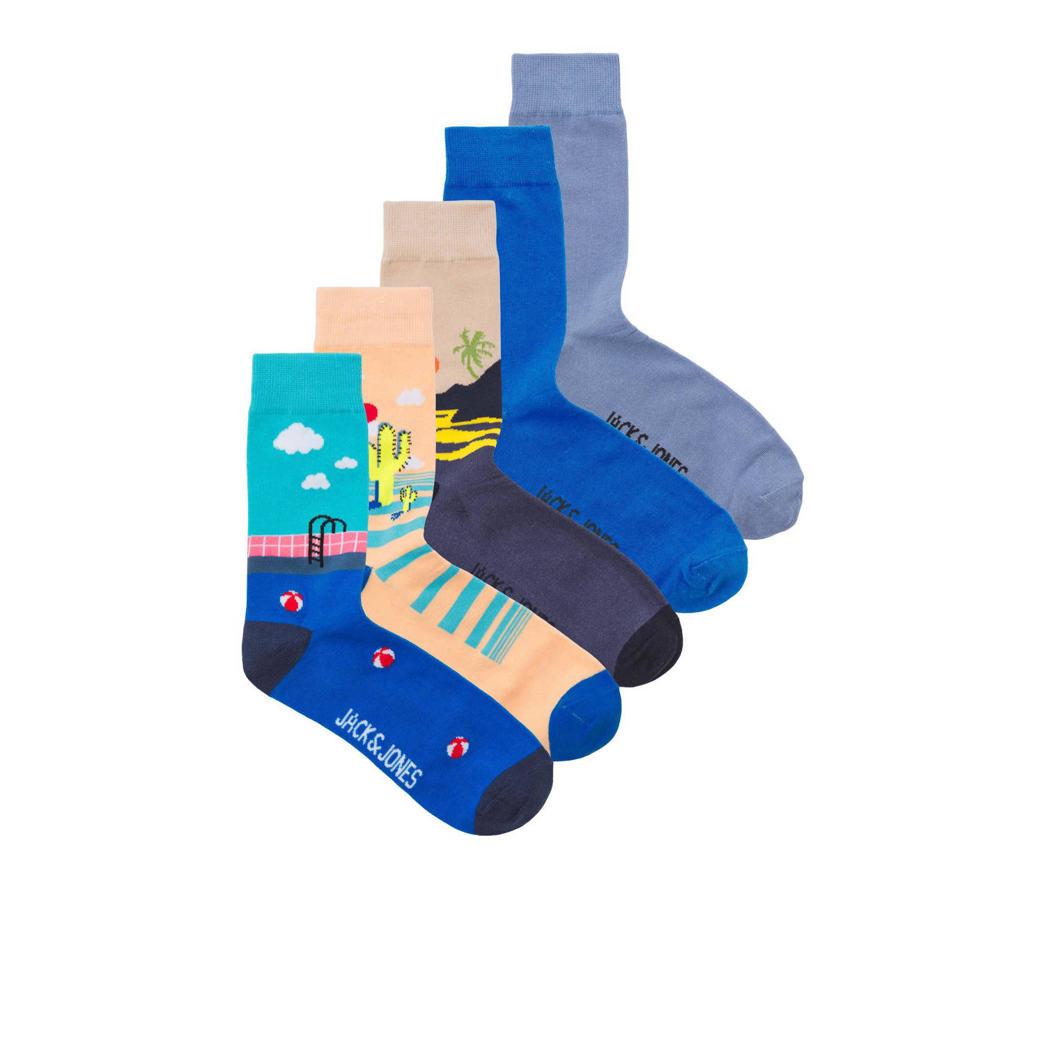 JACK & JONES sokken JACLANDSCAPE set van 5 blauw