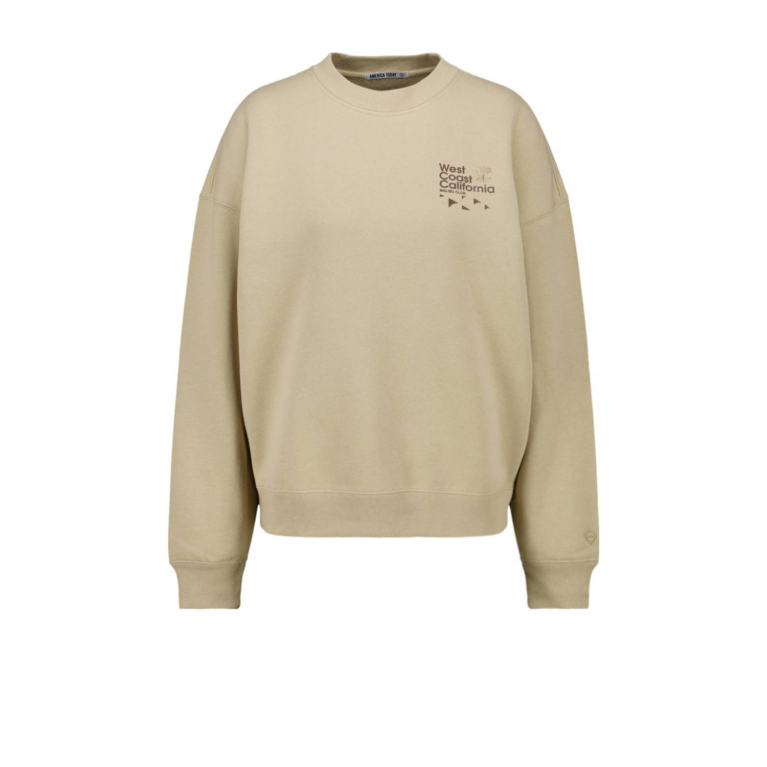 America Today sweater met tekst beige