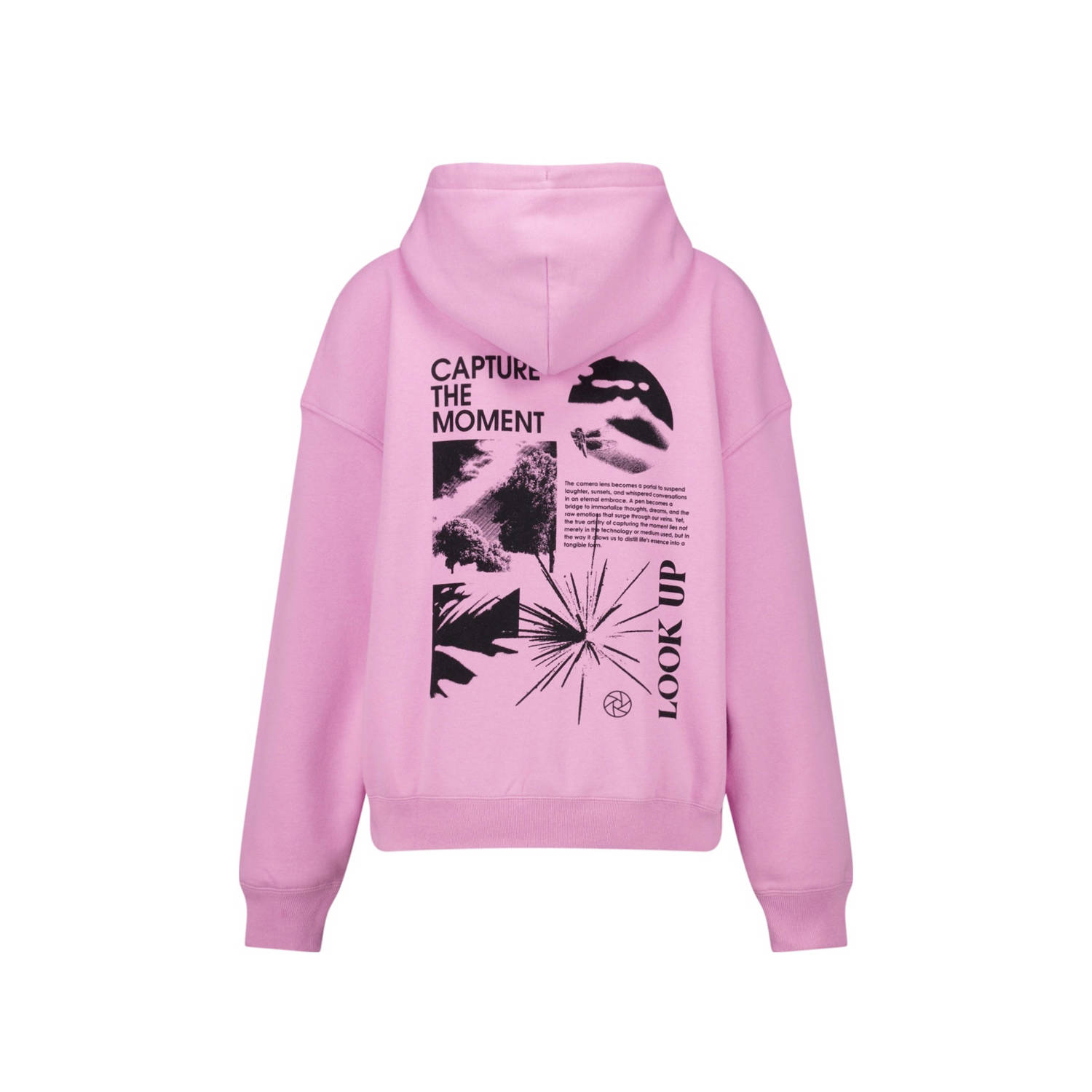 America Today hoodie Susy met tekst roze