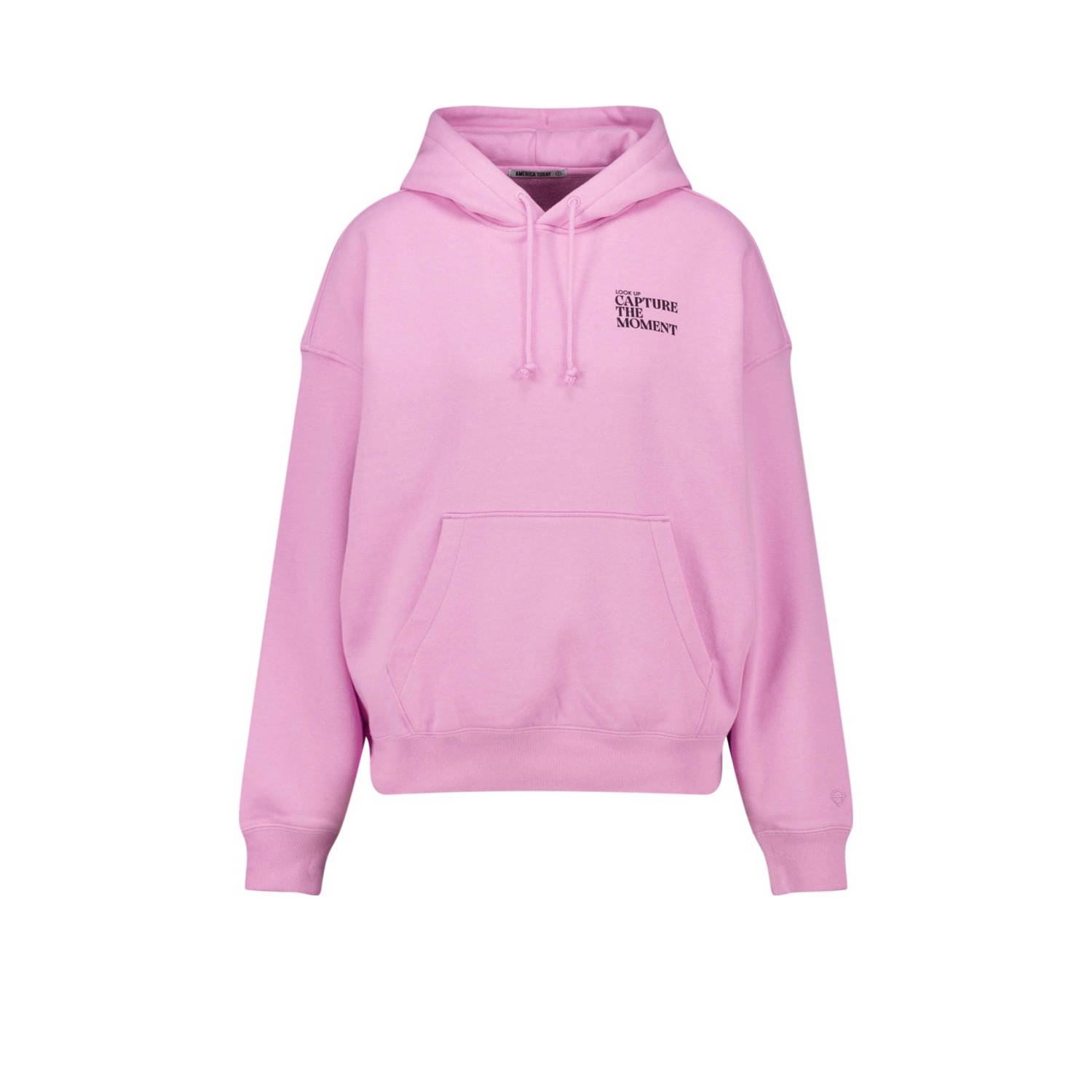 America Today hoodie Susy met tekst roze