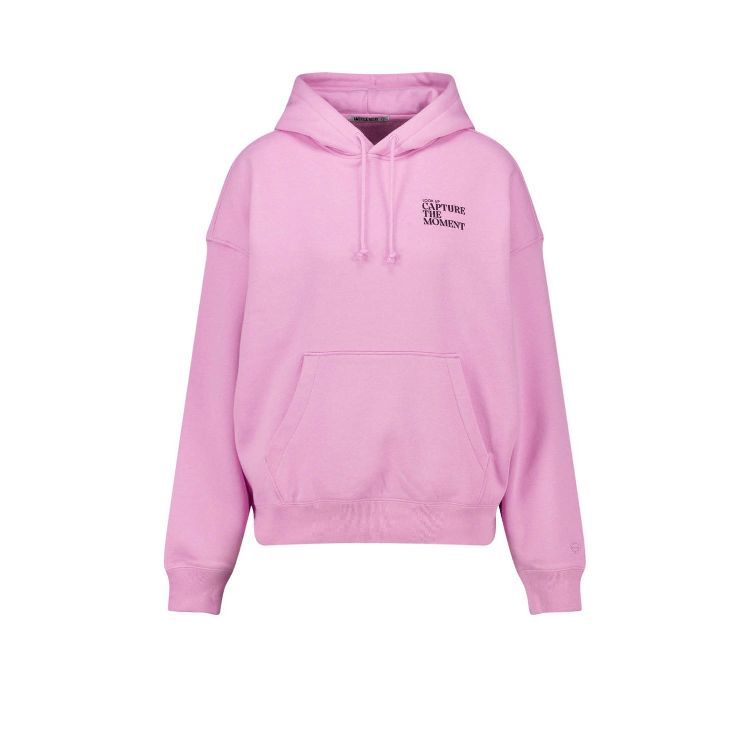 America Today hoodie Susy met tekst roze